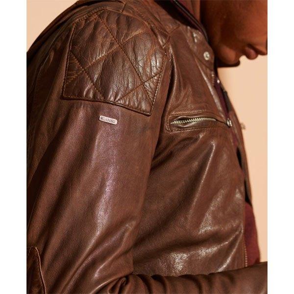 Superdry Leather Moto Racer in Brown for Men | Lyst