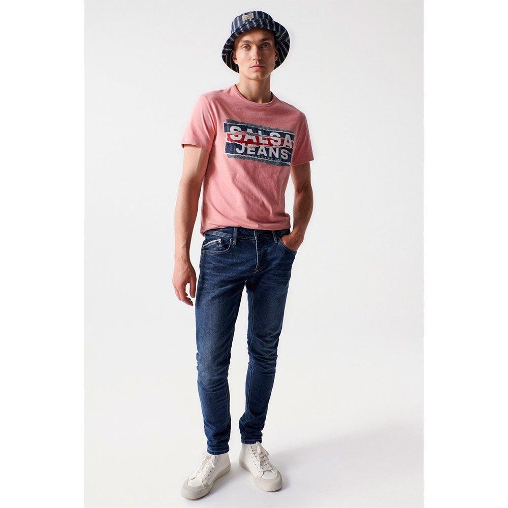 Salsa Jeans Slim Branding Effect Short Sleeve T-shirt in Red for Men | Lyst