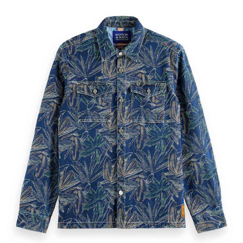 Jacquard floral denim overshirt