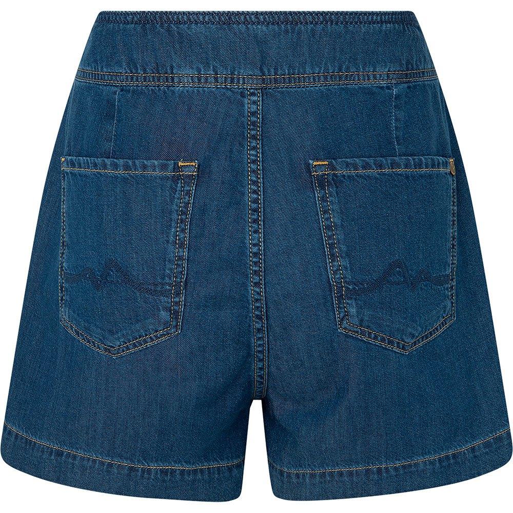Pepe Jeans Stella Pleat 1/4 Denim Shorts Woman in Blue | Lyst