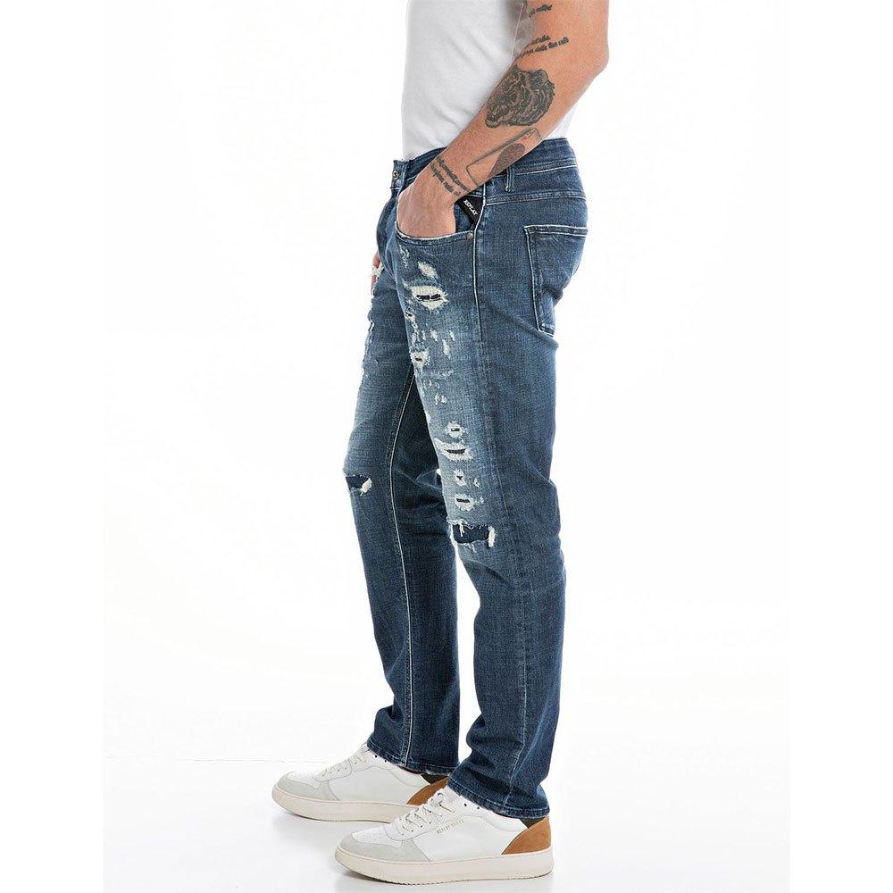 Replay Willbi Broken Edge Jeans in Blue for Men | Lyst