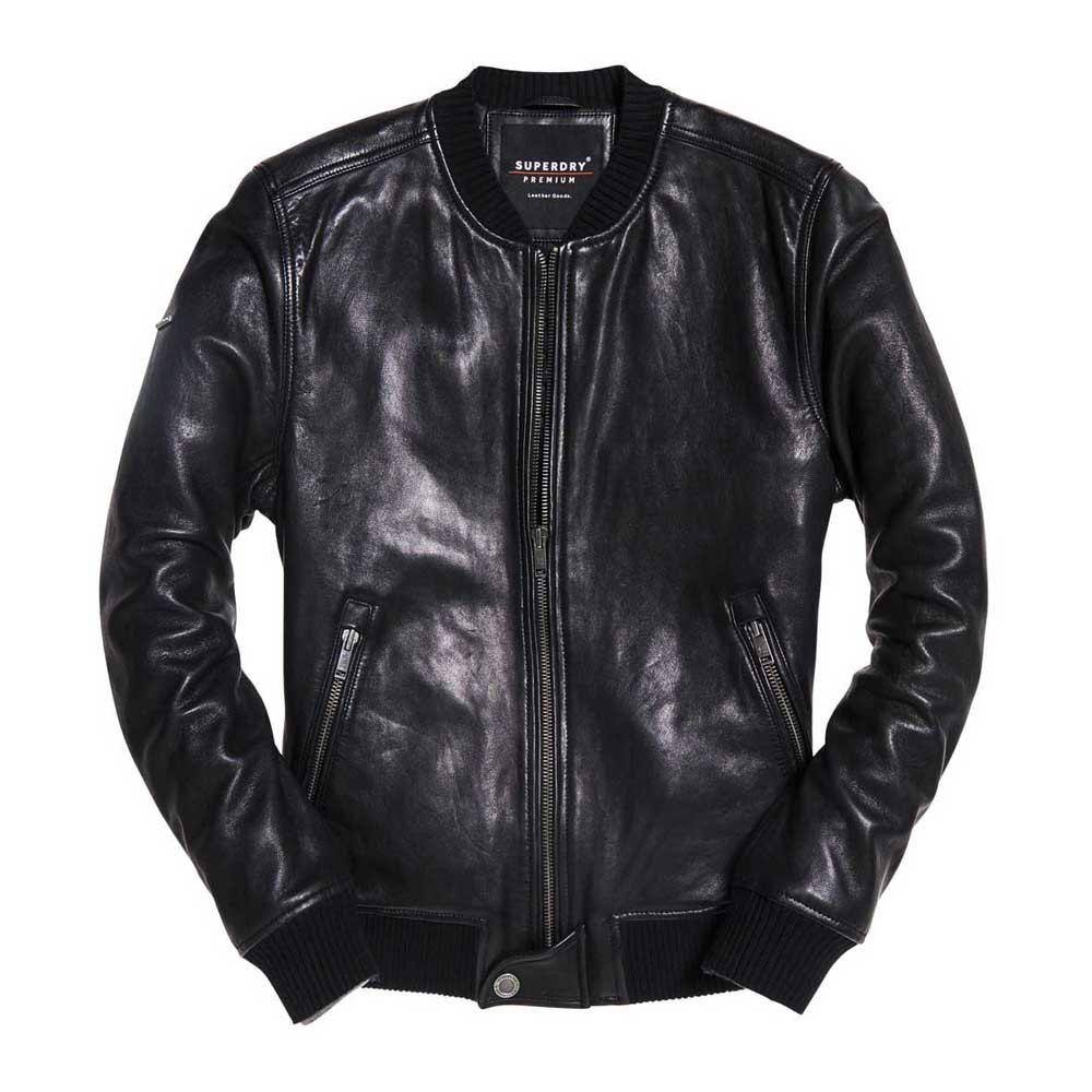 Superdry Leather Flight Bomber in Black for Men - Save 45% - Lyst