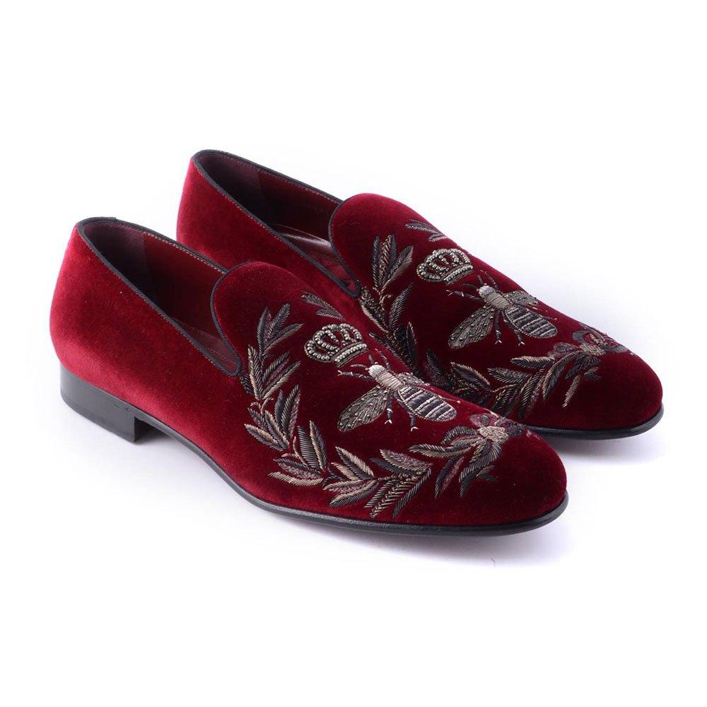 Men's Velvet Loafers Red
