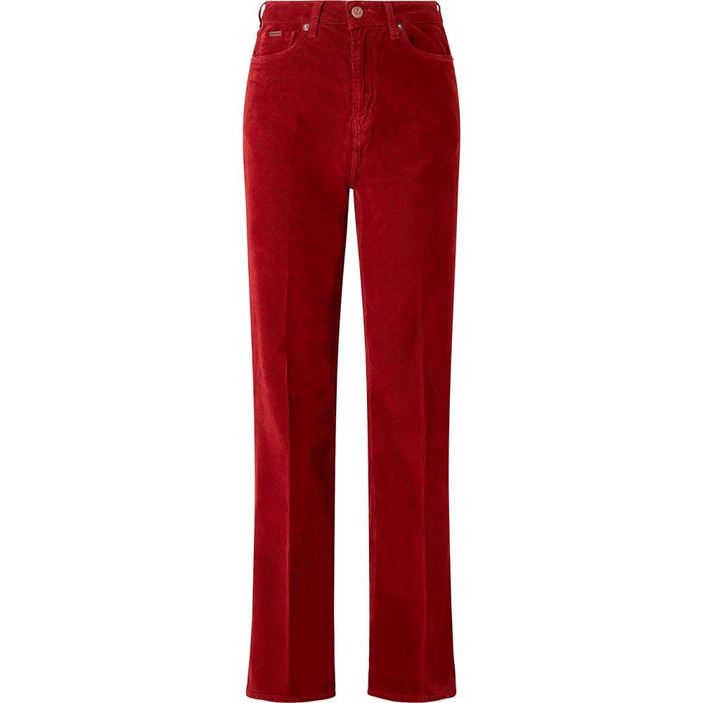 Pepe Jeans Willa Cord High Waist Pants in Red | Lyst