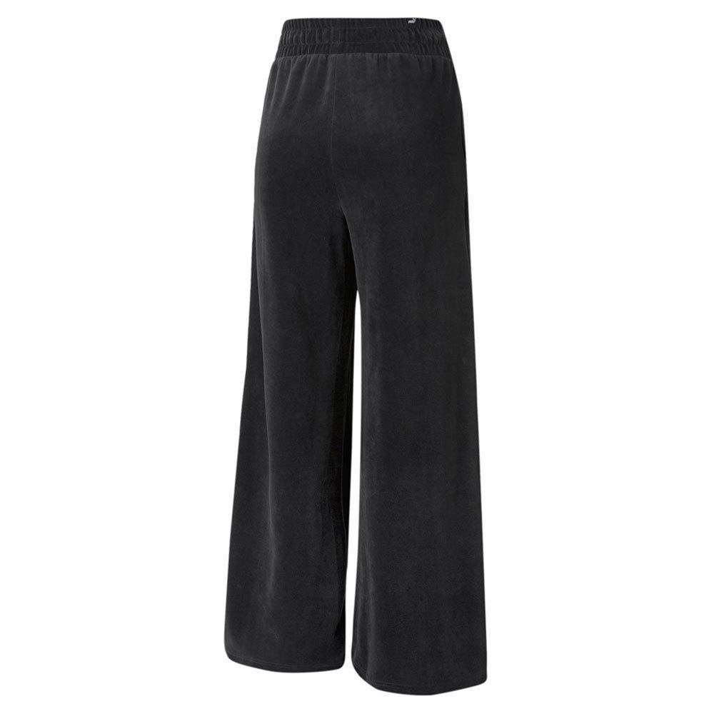 PUMA Her Velour Wide Pant in Black | Lyst