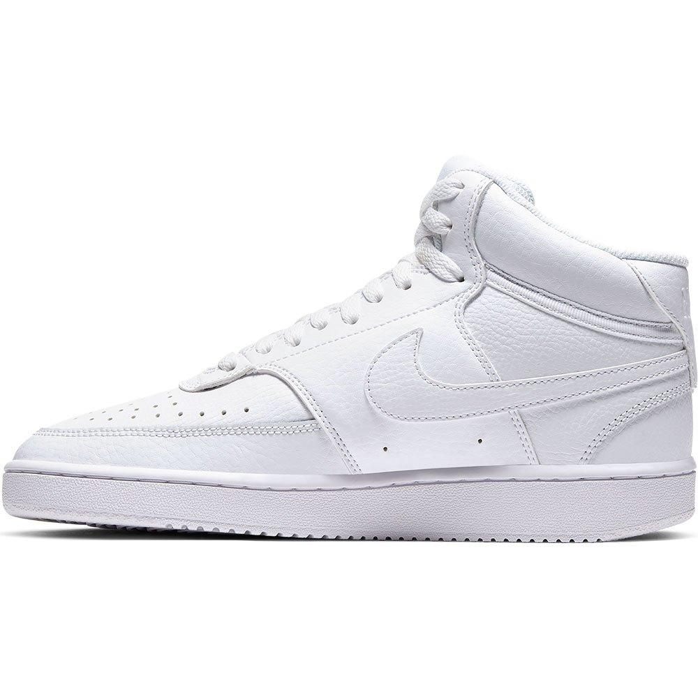Nike Court Vision Mid Trainers in White / White / White (White) | Lyst