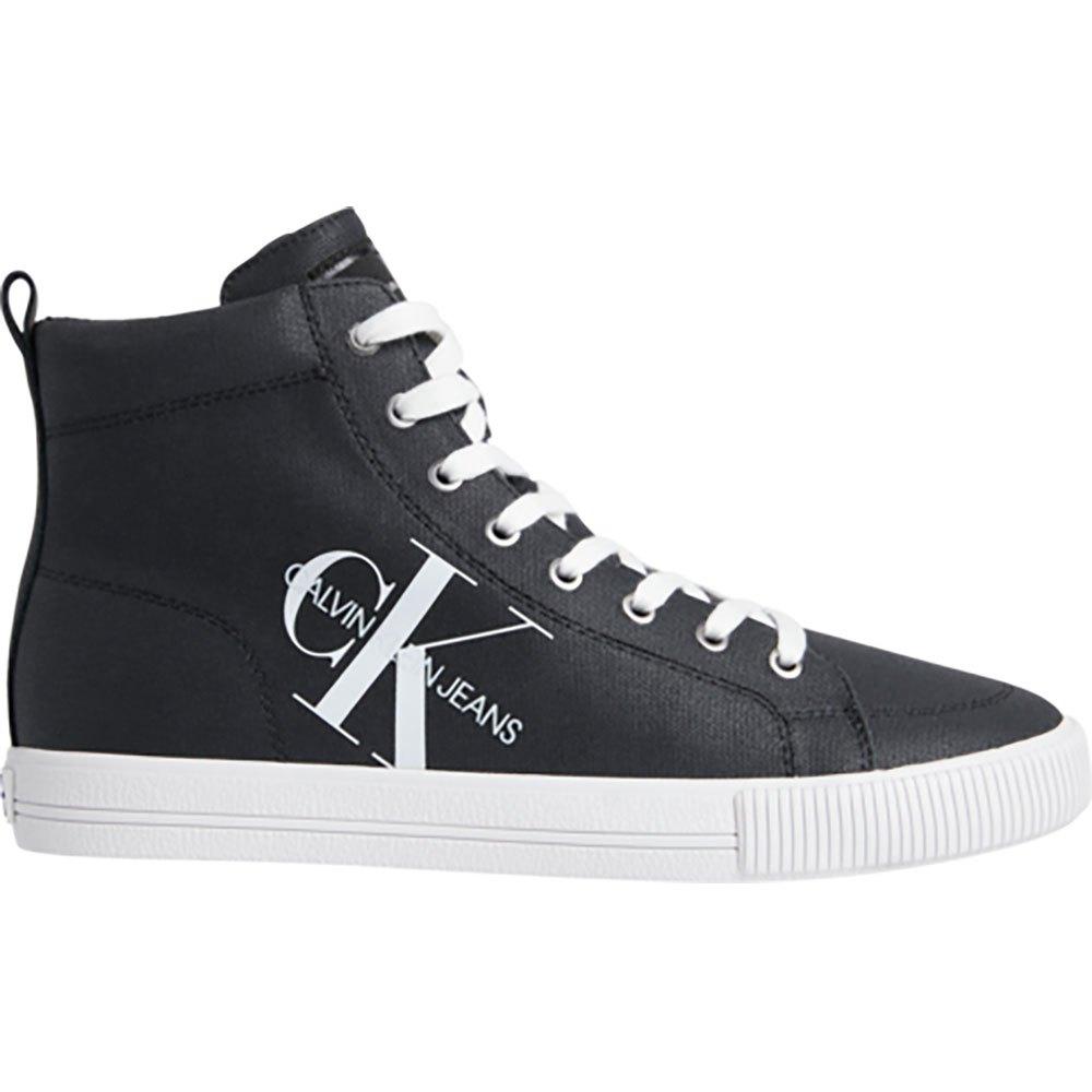 Calvin Klein Cotton Vulcanized Mid Laceup Trainers in Black for Men - Lyst