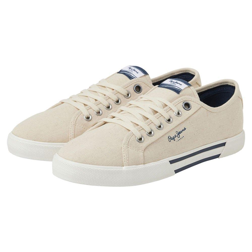 Pepe Jeans Brady Basic Linen Trainers in White for Men | Lyst