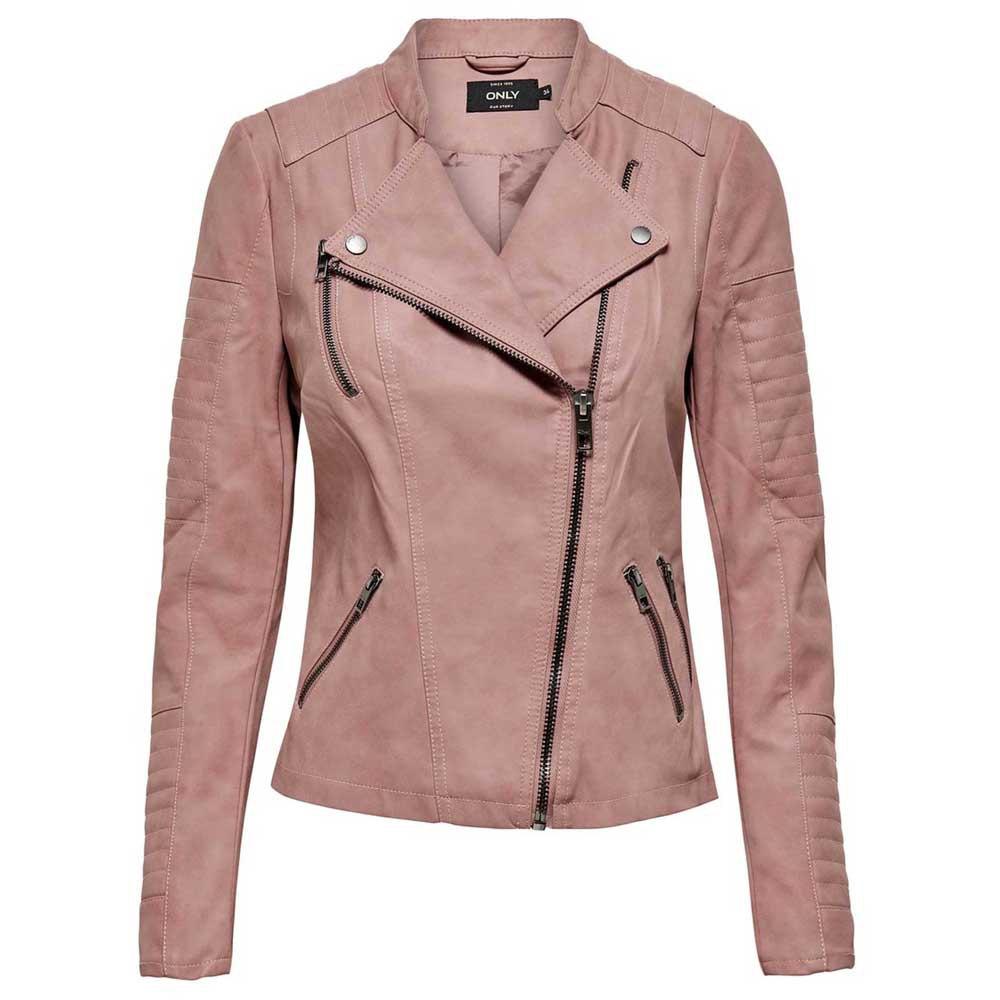 Onderdrukking Hedendaags gangpad ONLY Ava Faux Leather Biker Jacket, Plain Pattern in Ash Rose (Pink) - Lyst