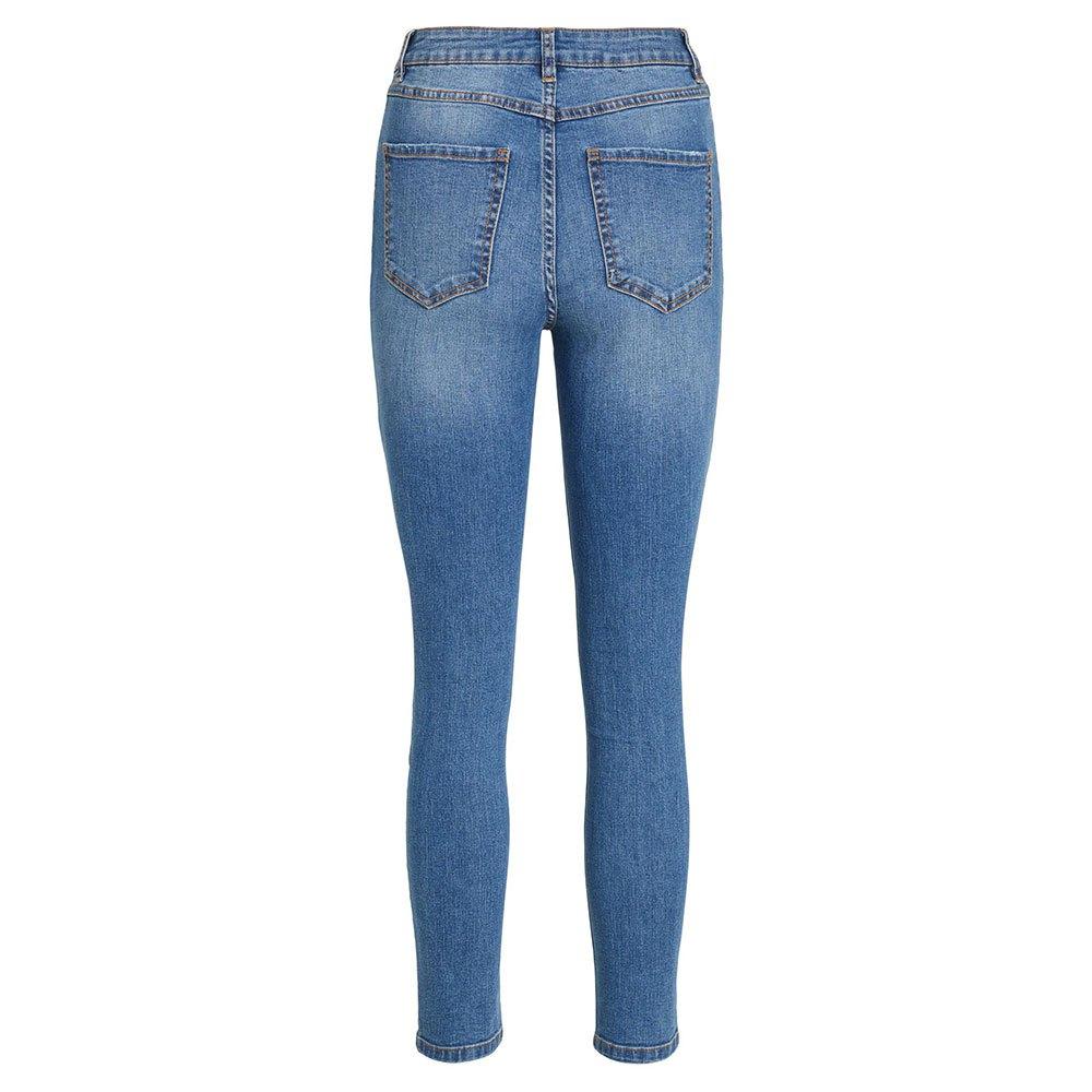 Vila Ekko High Waist Skinny 7/8 Jeans in Blue | Lyst