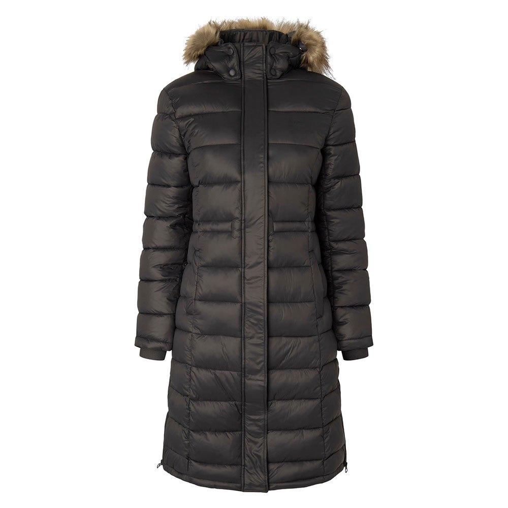Pepe Jeans May Long Puffer Jacket Woman in Black | Lyst