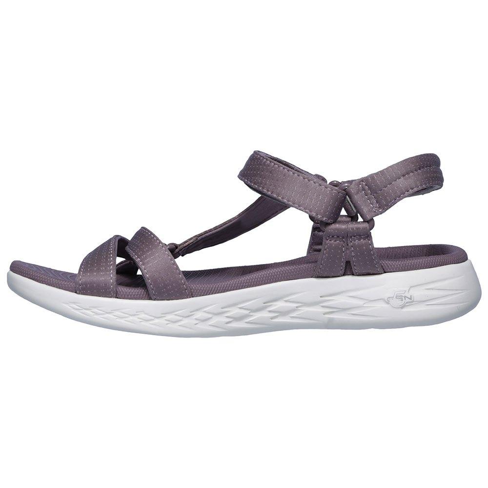 purple skechers sandals