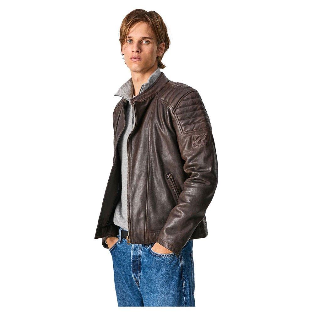 Pepe Jeans Leather Lee Jacket in Dark 