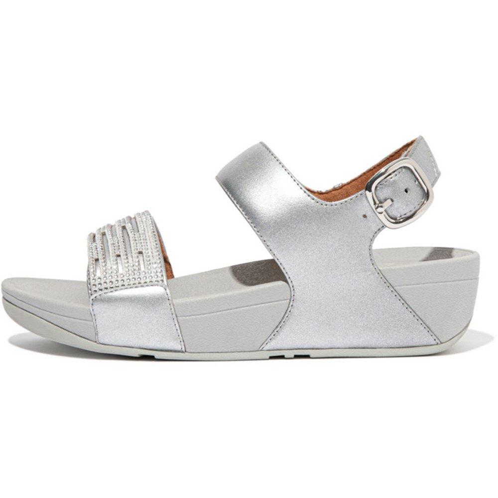 Fitflop Lulu Lasercrystal Leather Backstrap Sandals in Metallic Lyst