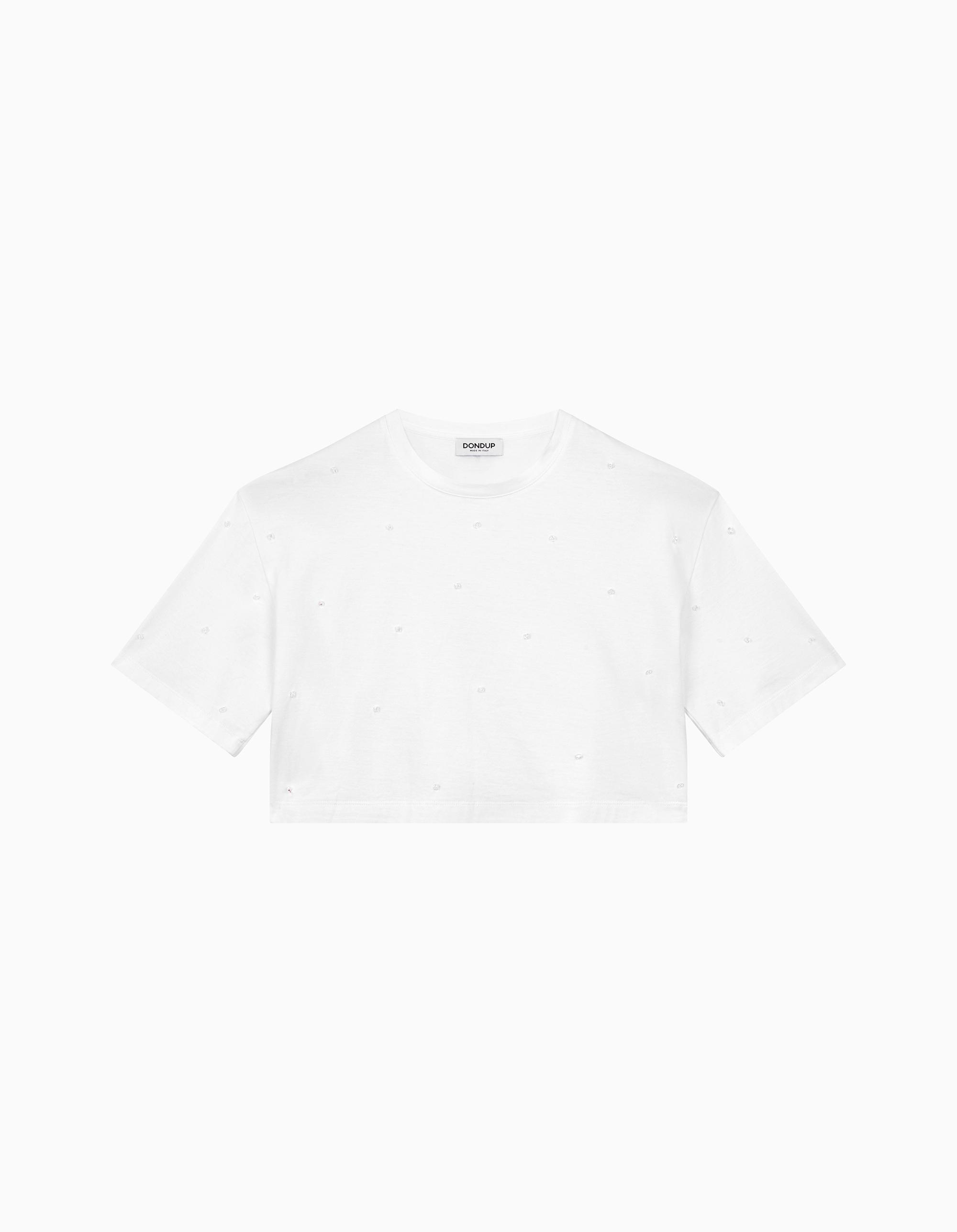 Tシャツ・カットソー DONDUP Women Tops DS032JF0352DXXXW000 White Jersey T-shirt with DG logo and knot detail in White for