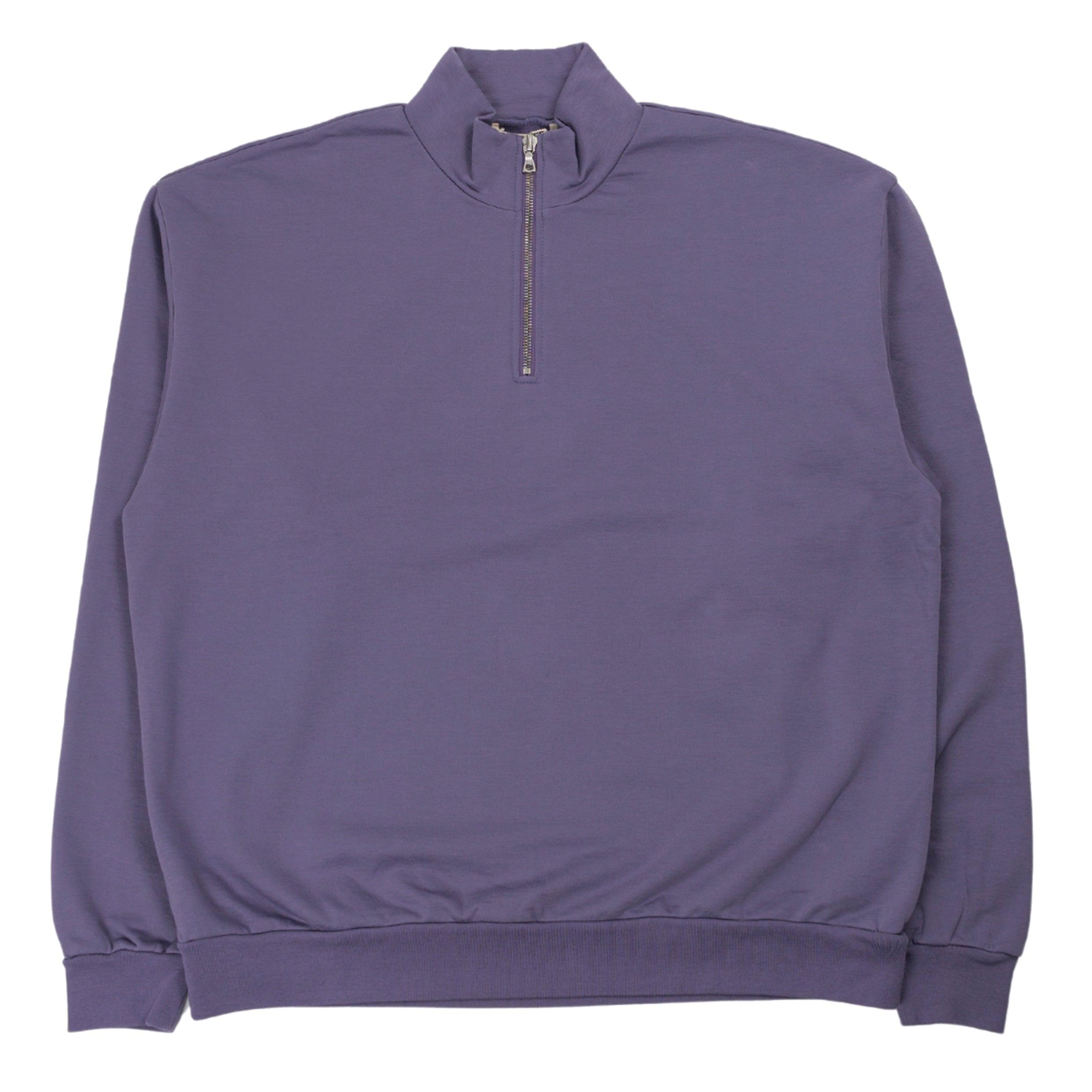 AURALEE Elastic High Gauge Sweat Half Zip P/O in Purple for AURALEE Elastic High Gauge Sweat Half Zip P/O in Purple for