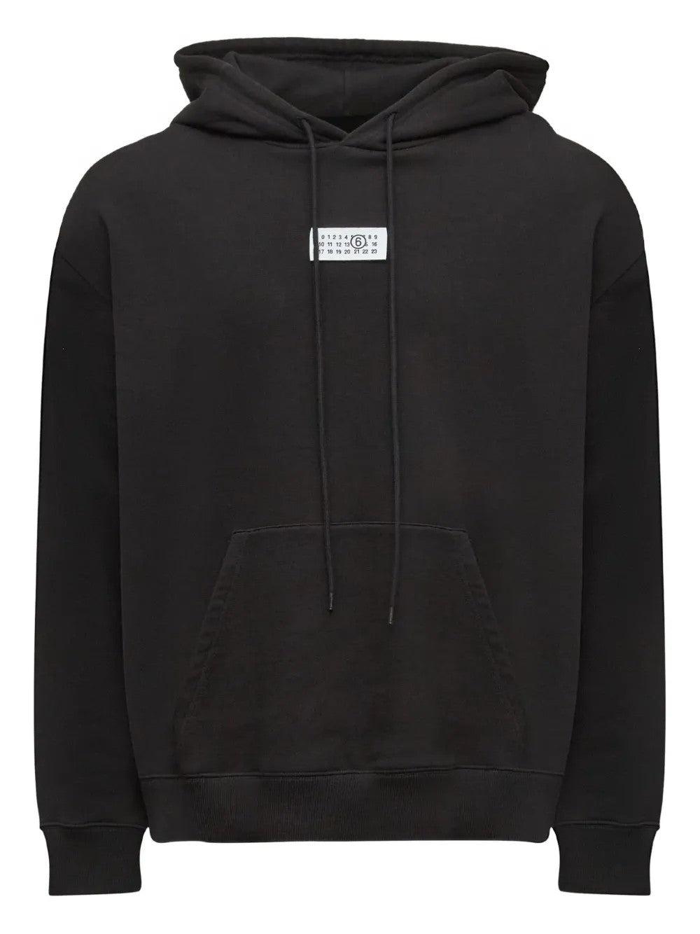 パーカー・フーディ Mm6 By Maison Margiela Classic Black Hoodie With Spacious Printed Zip-up Hoodie Black | The Webster