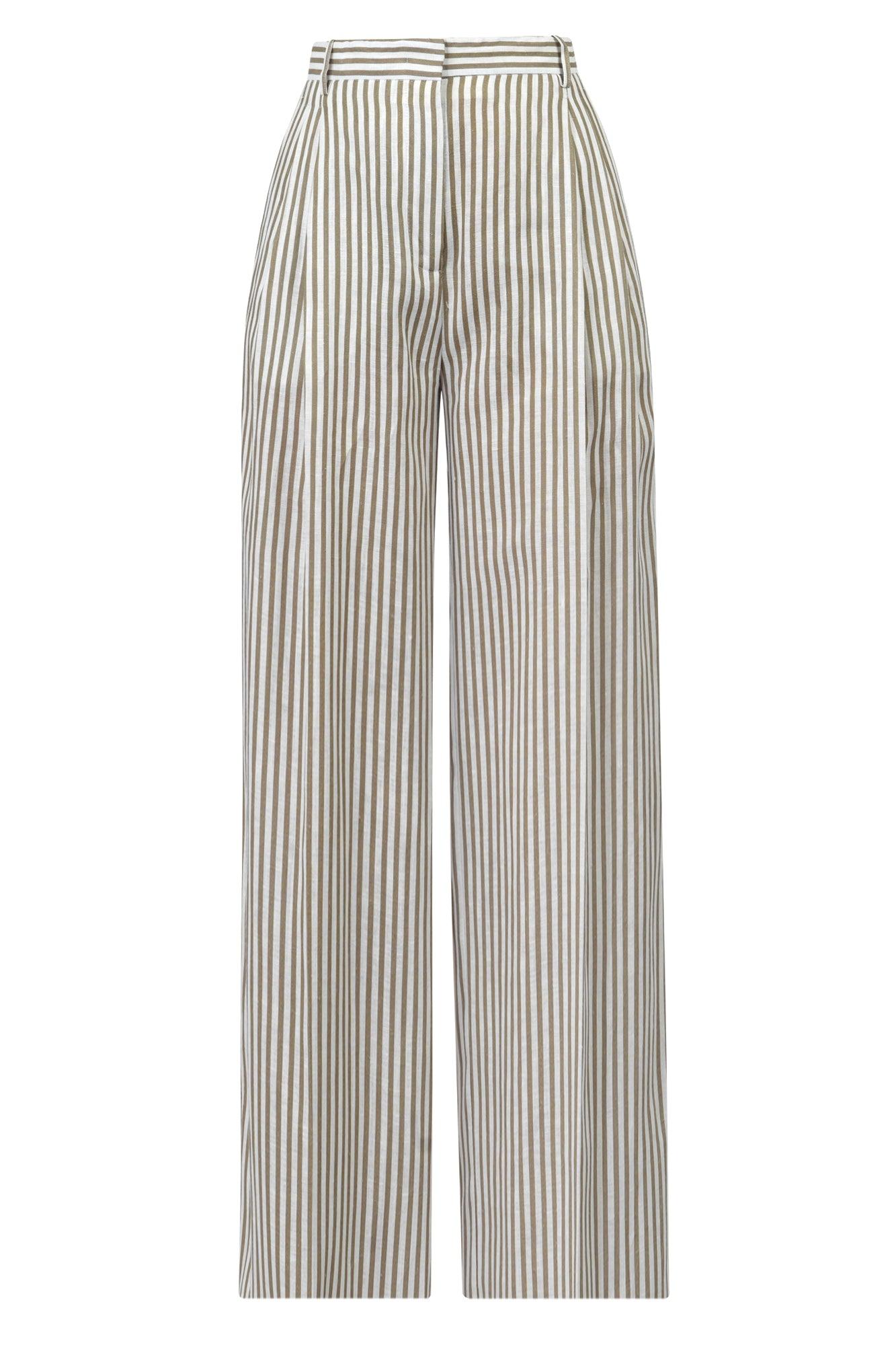 パンツ SEMICOUTURE Cotton blend trouser with striped motif Semicouture Striped Pants for Women | Lyst