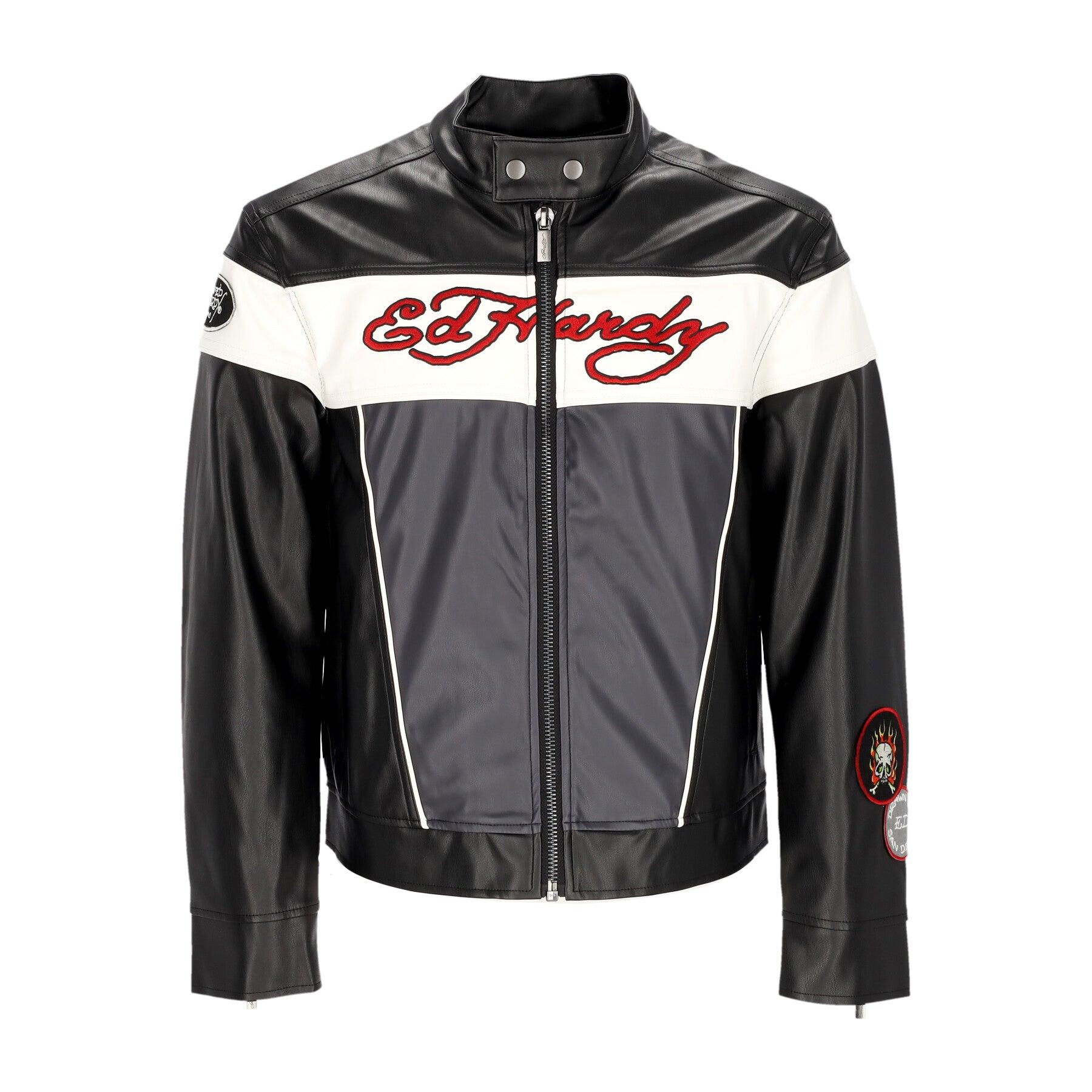 Ed Hardy 'Holly Panther Vegan Leather Jacket in Black for Men | Lyst