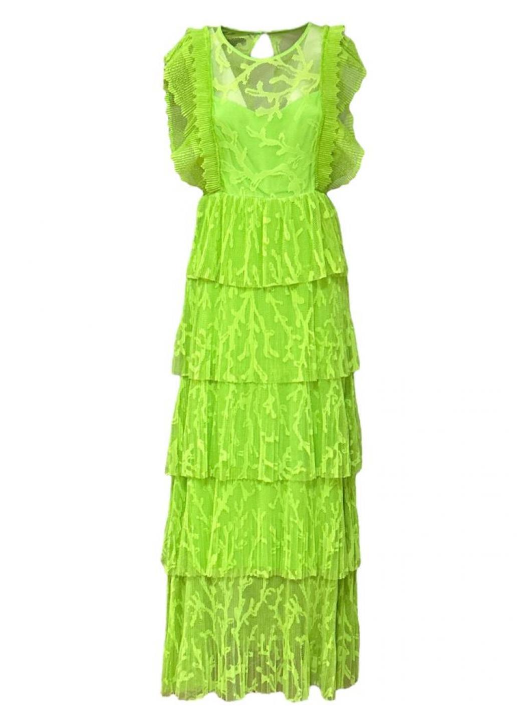 slim fit dress slacks TULLE GREEN DRESS – Beatrice Palma main image 1