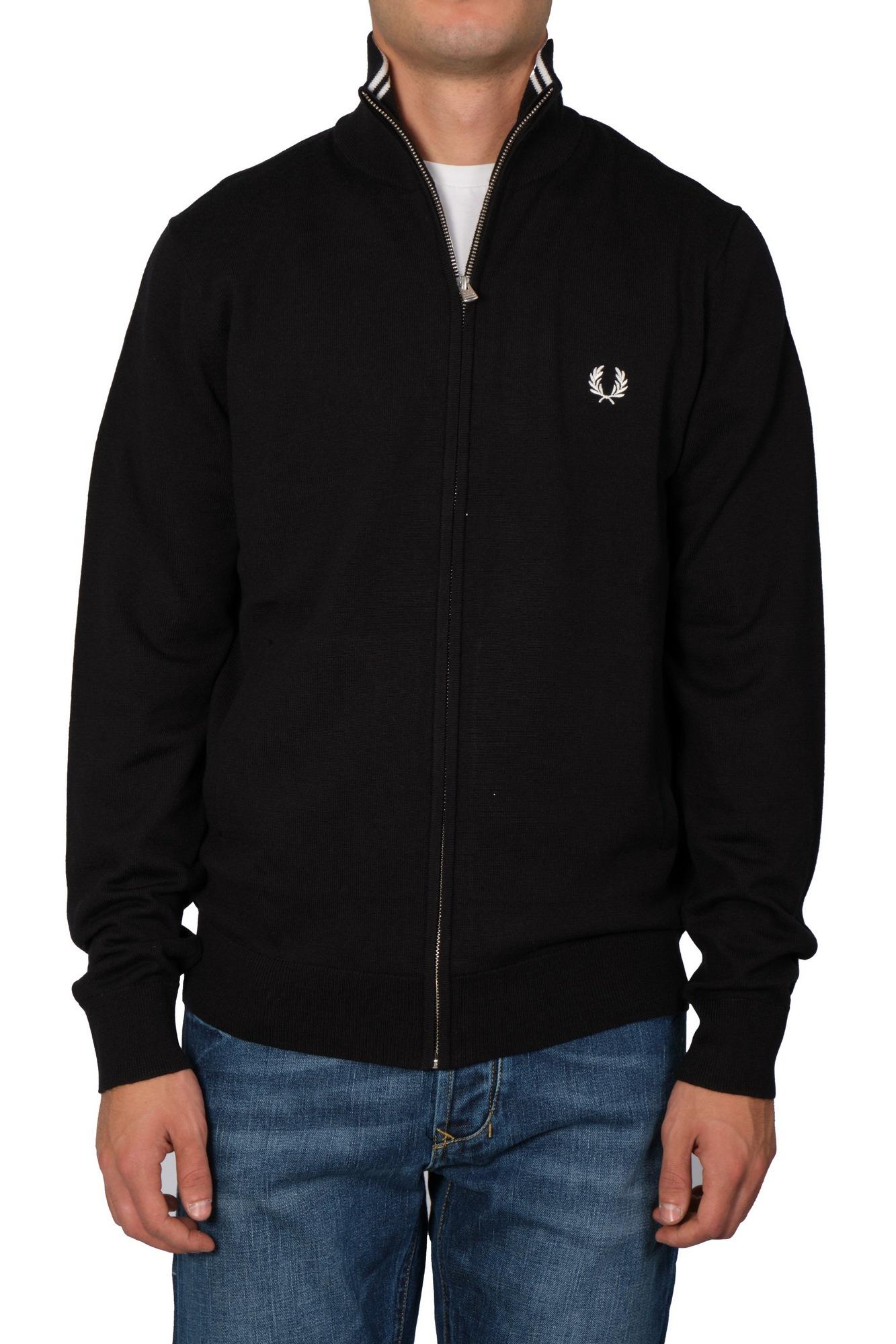 Fred Perry Cardigan Full Zip K4534 102 Nero in Black for Men | Lyst