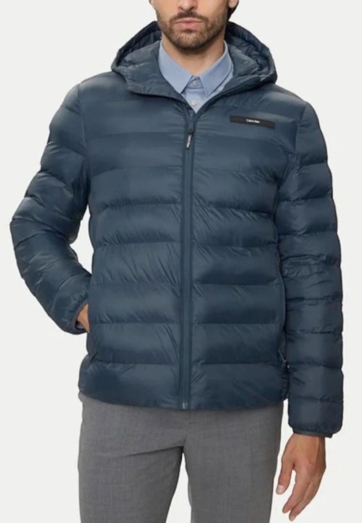 Calvin Klein Men's Padded Puffer Jacket (Size L) polyester navy blue type Vintage Second Hand