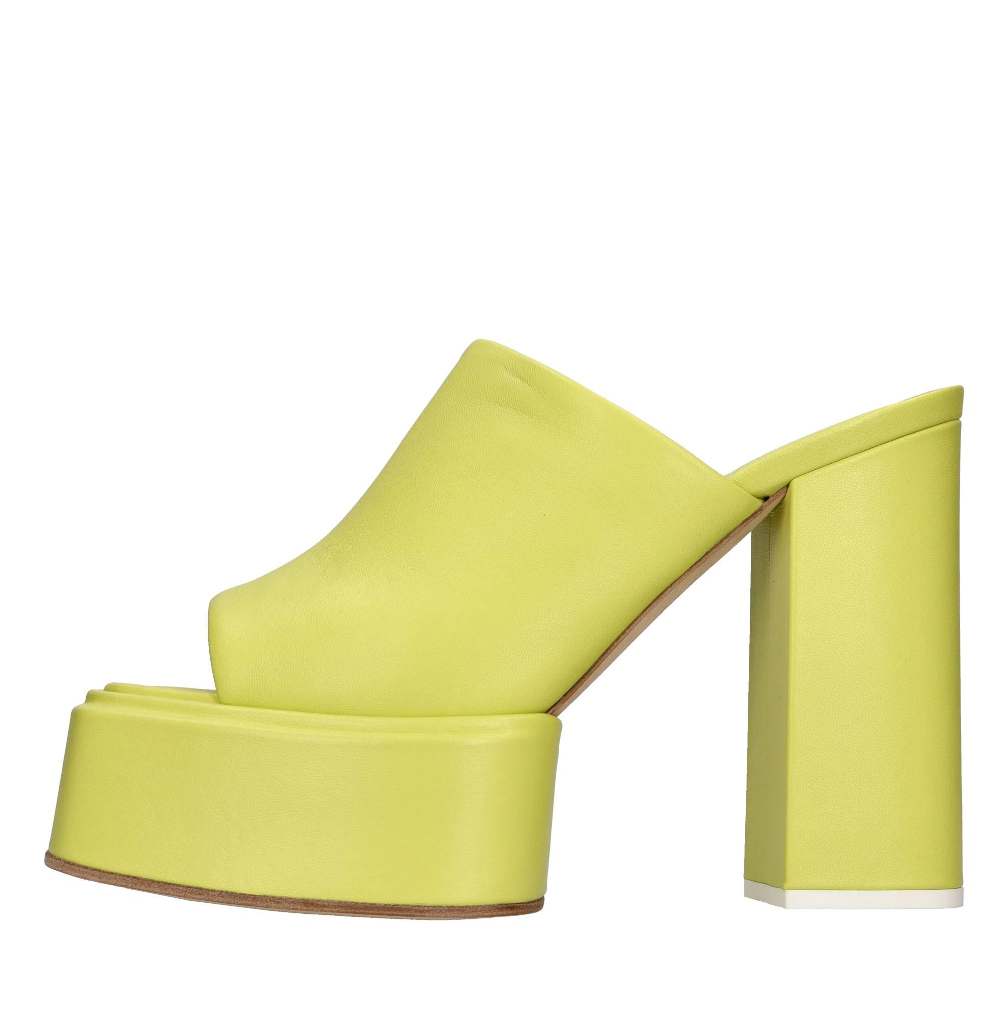 Circus Lime Chunky Block Heel Mule Yellow Sandal Heels For