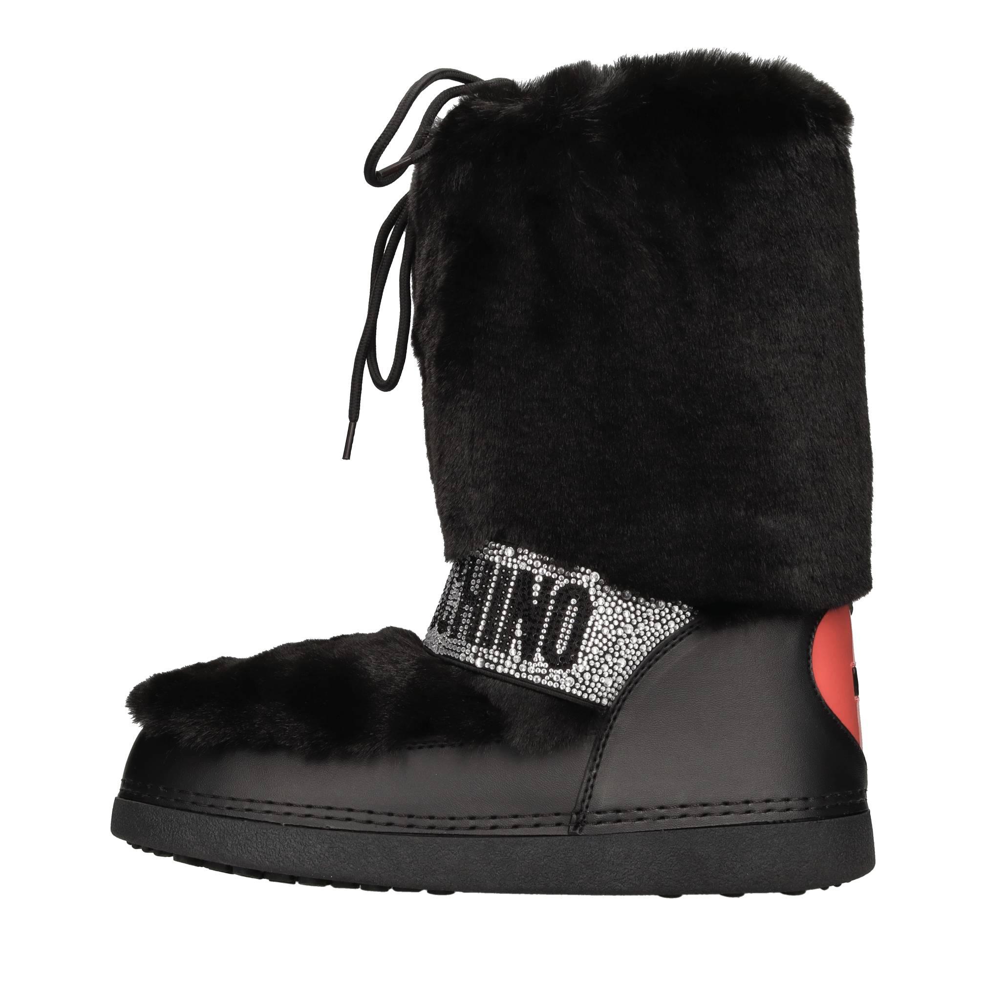 タイムセール】LOVE MOSCHINO ムートンブーツ 黒 スパンコール