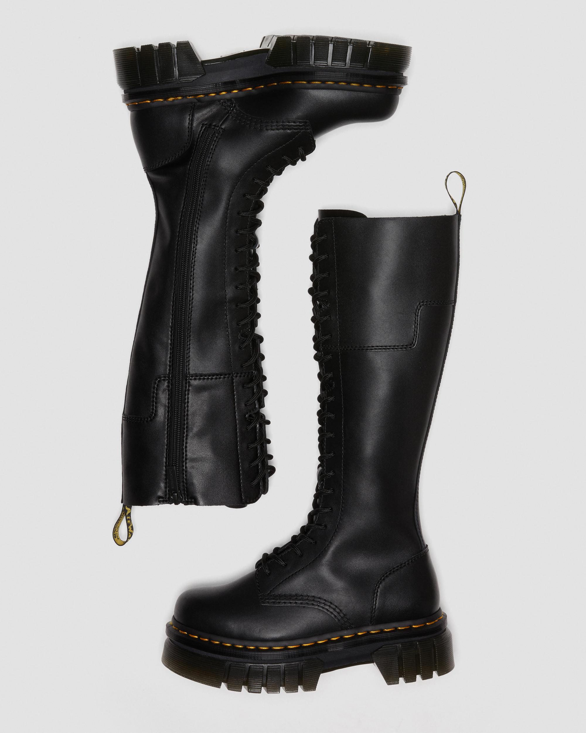 Dr. Martens Audrick 20-eye Leather Knee High Platform Boots in Black | Lyst