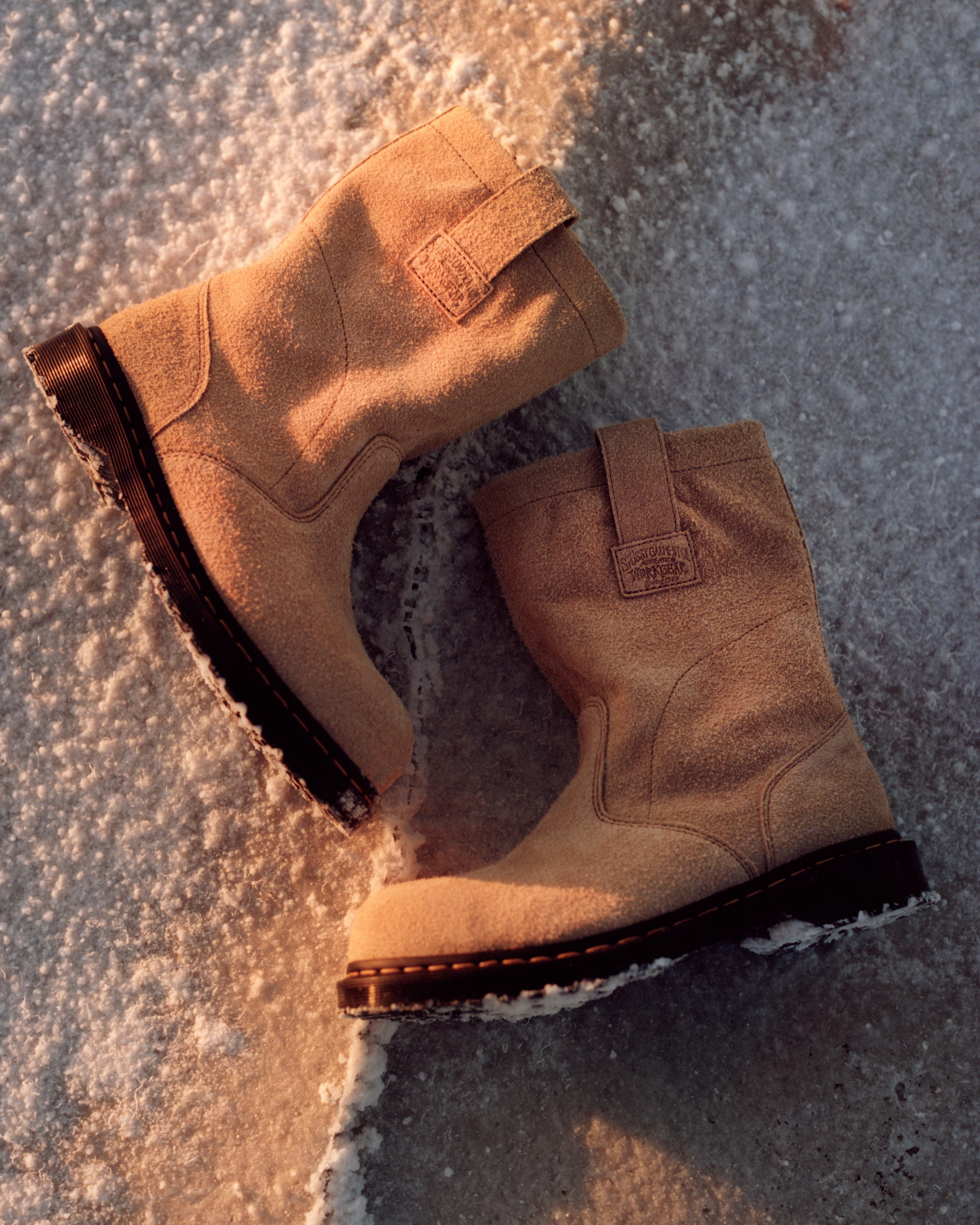 Dr. Martens 2295 Decon Stüssy​ Suede Biker Boots in Natural for