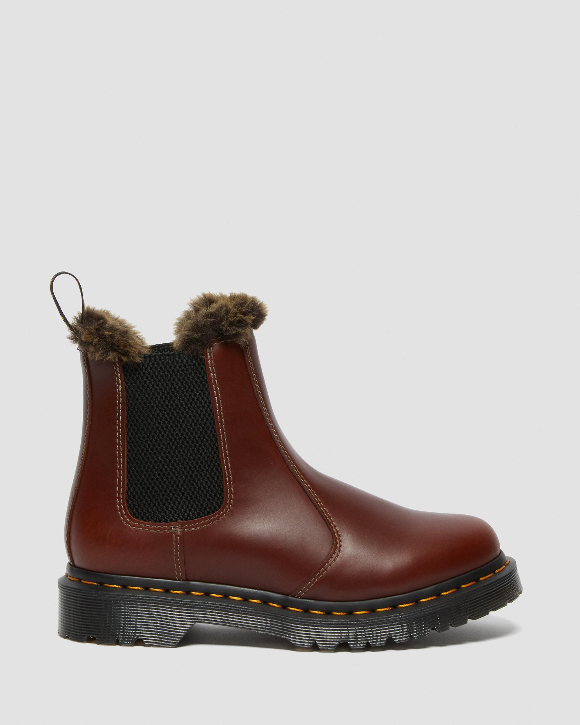 Dr. Martens 2976 Leonore Abruzzo Faux Fur Lined Chelsea Boots in Brown |  Lyst