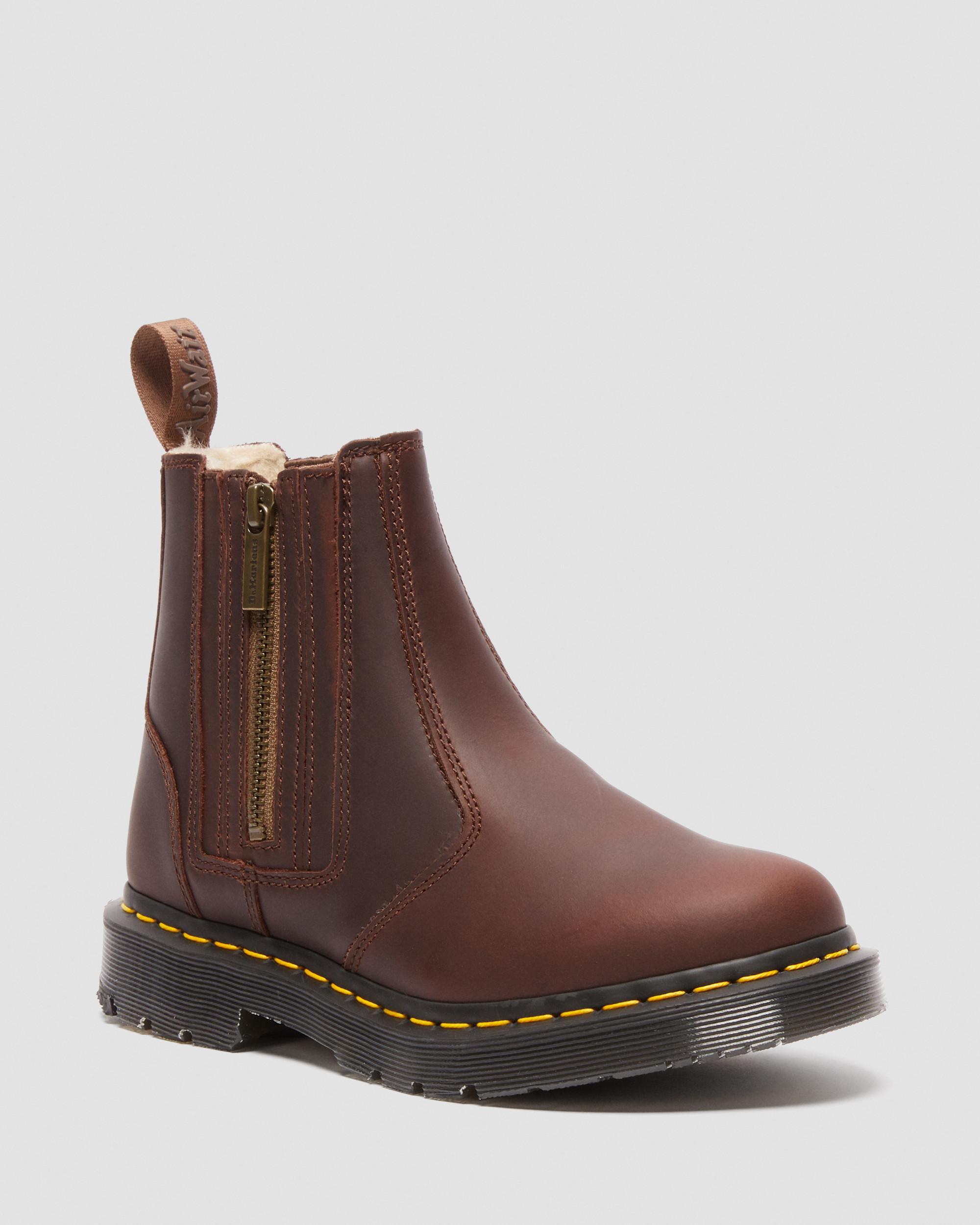 Cuero 2976 Alyson W zips Snowplow Chelsea Botas de Dr. Martens de