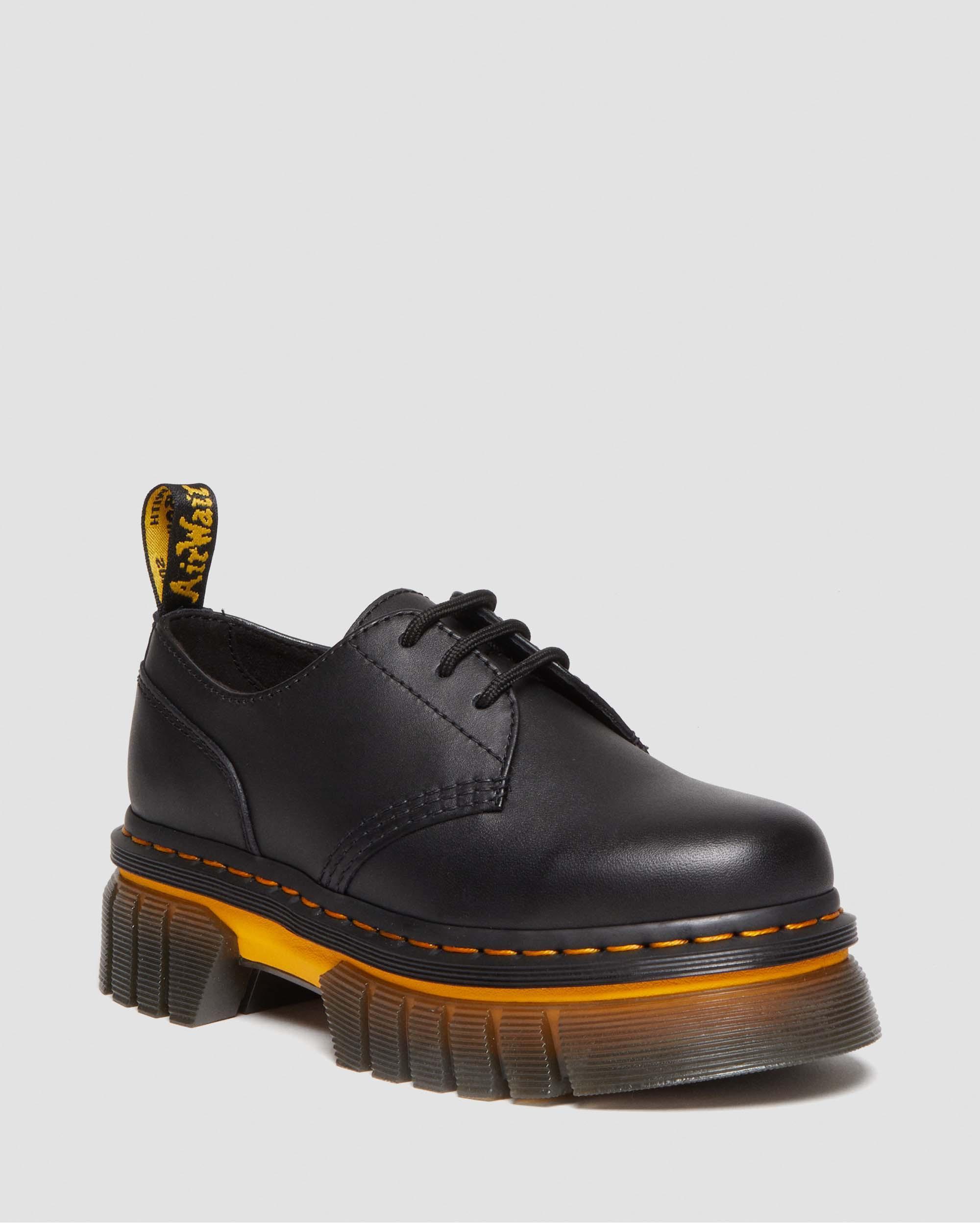Dr. Martens Audrick Contrast Sole Leather Platform Shoes in Black | Lyst