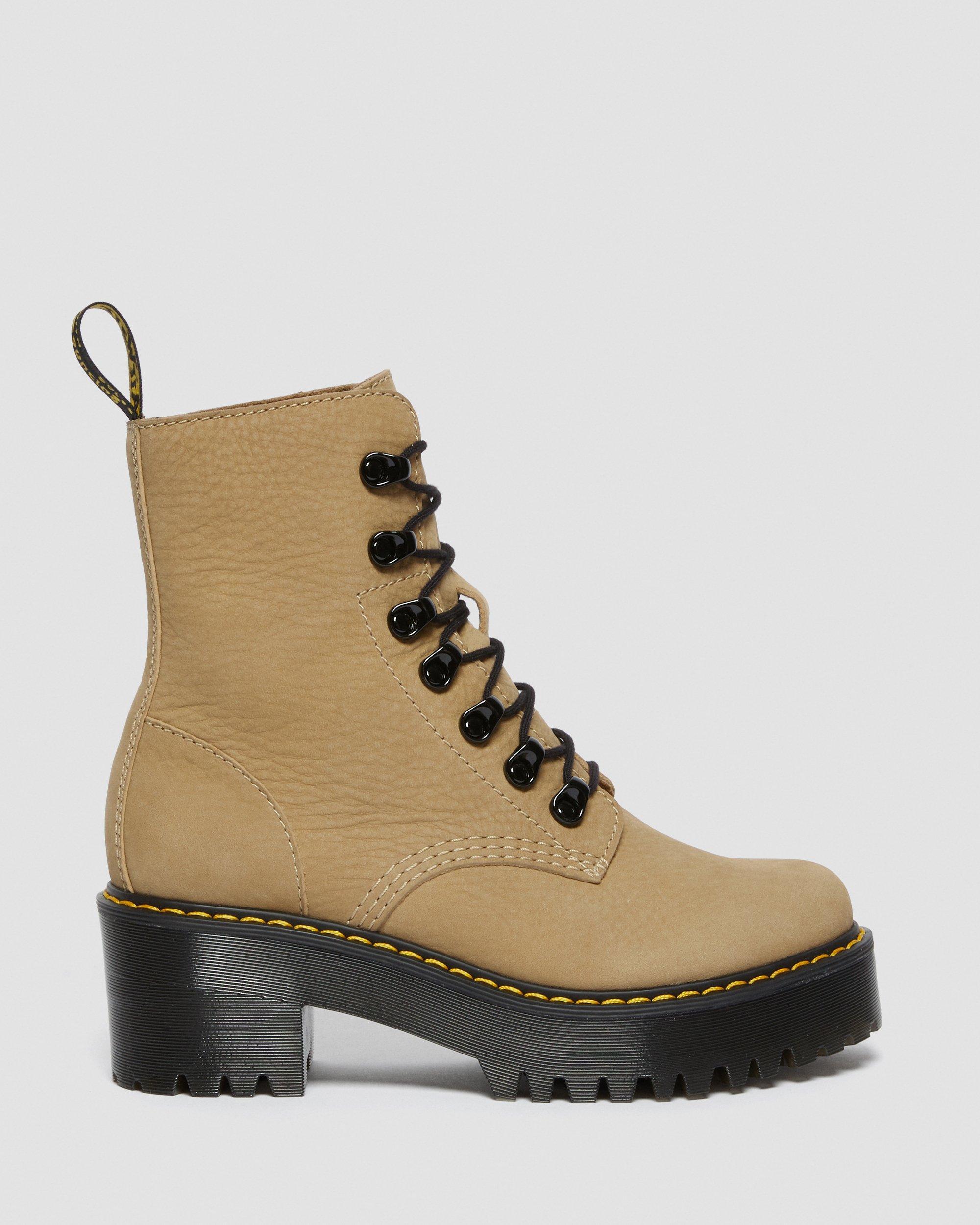 Dr. Martens Leona Nubuck Leather Lace Up Boots | Lyst