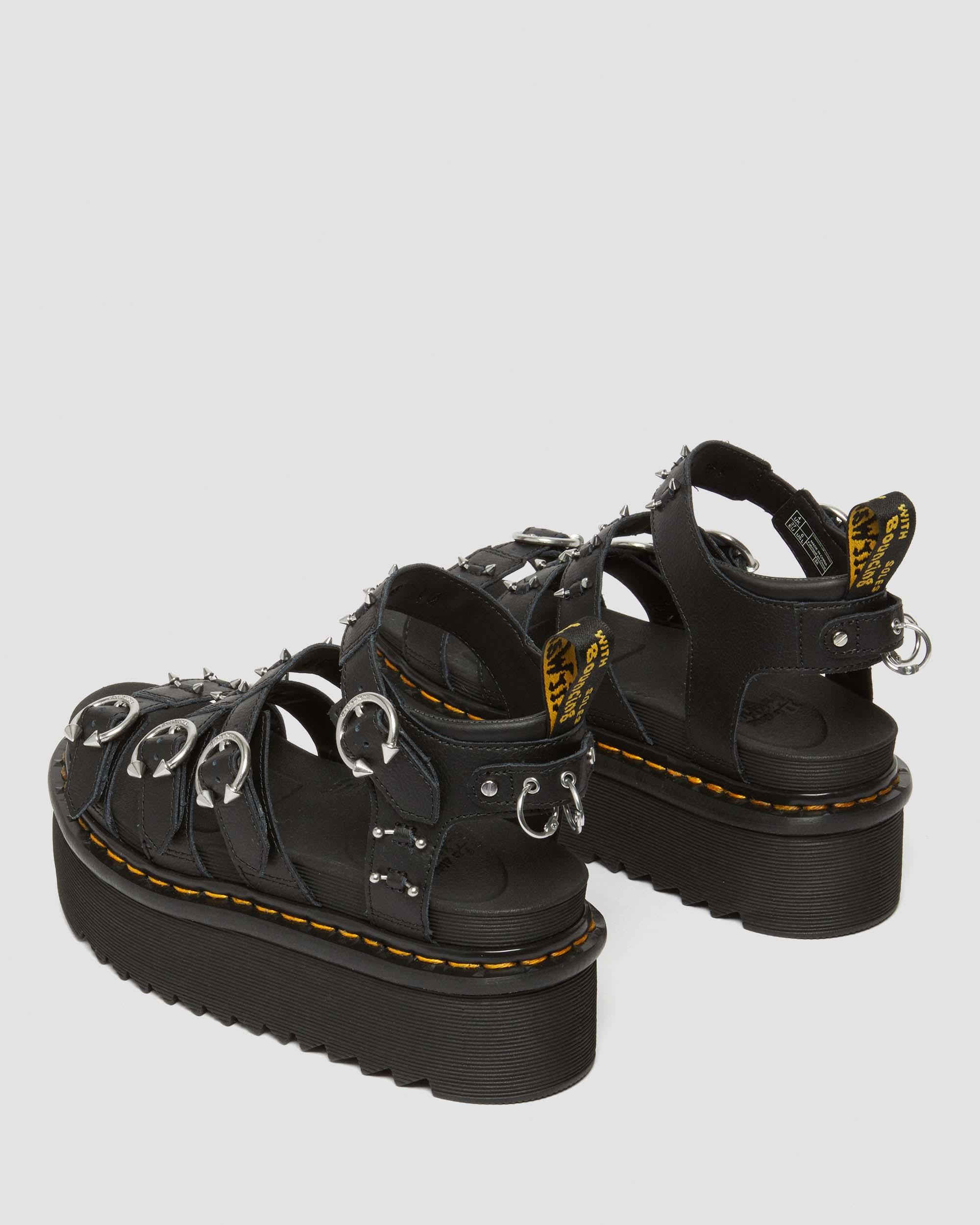 【Dr.Martens】PIERCING PLATFORM SANDALS Dr. Martens Black Blaire Piercing Leather Platform Sandals