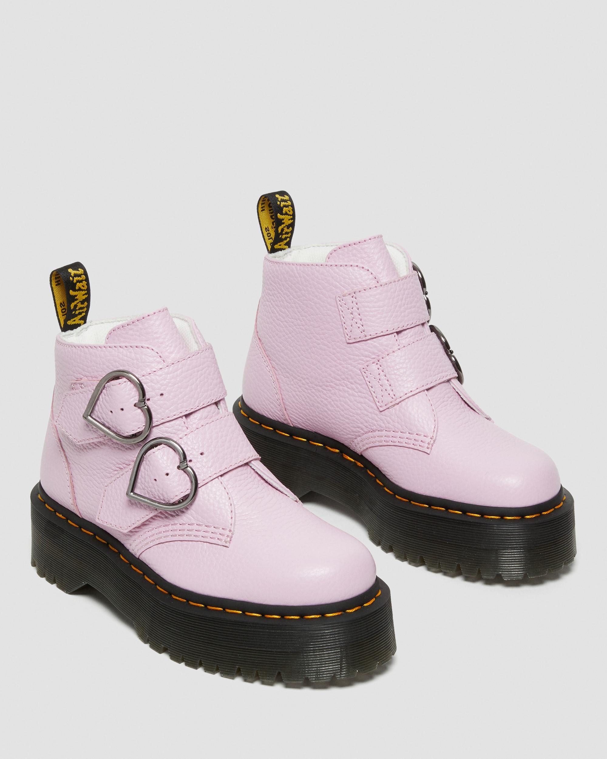 Dr. Martens Devon Heart Leather Platform Boots in Pink | Lyst
