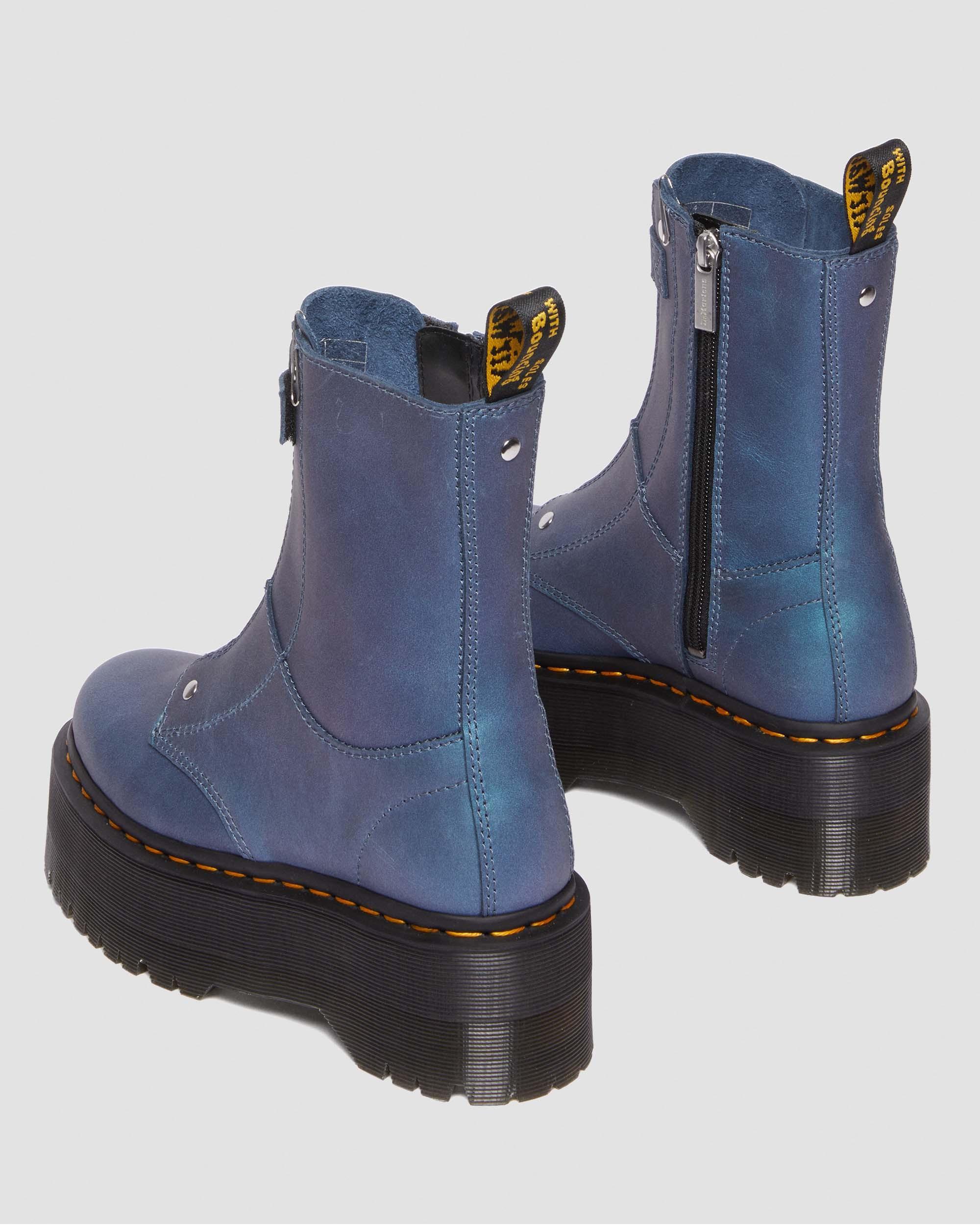 Dr. Martens Jetta Hi Max Metallic Leather Platform Boots in Blue