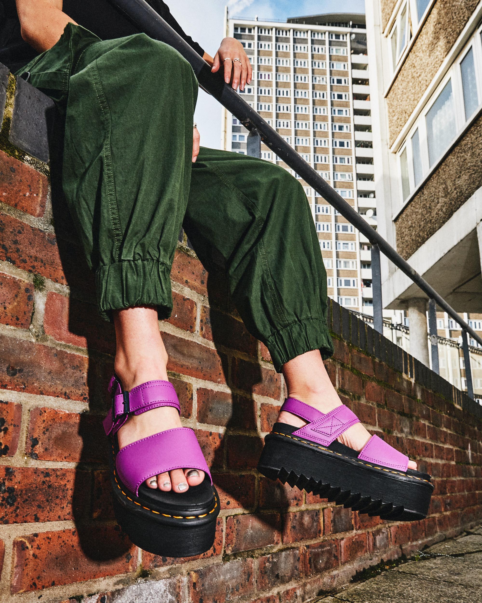 Dr. Martens Voss Women's Leather Strap Platform Sandals in Purple 