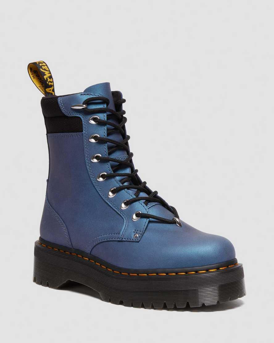 Herren Plateaustiefel Martens Herren Jadon Ii Hardware Leder Plateau  Stiefel In Blau