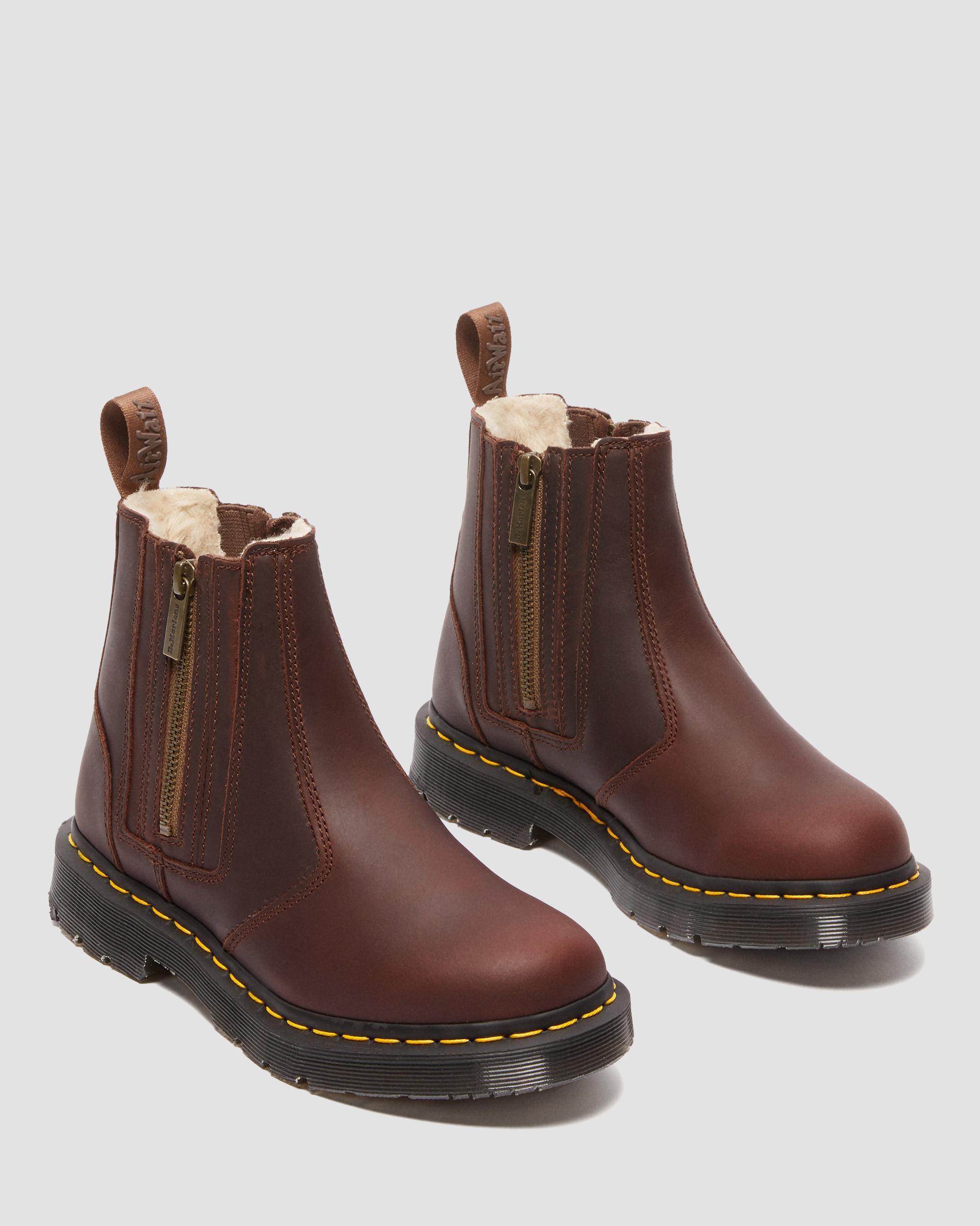 Dr. Martens Leather 2976 Alyson W/zips Chelsea Boots in Brown | Lyst