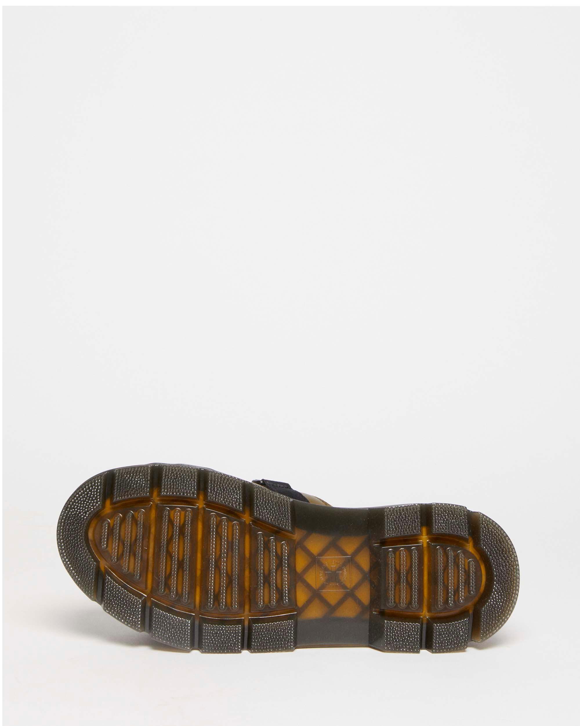 Dr. Martens Ayce Logo Milled Leather Strap Platform Slides