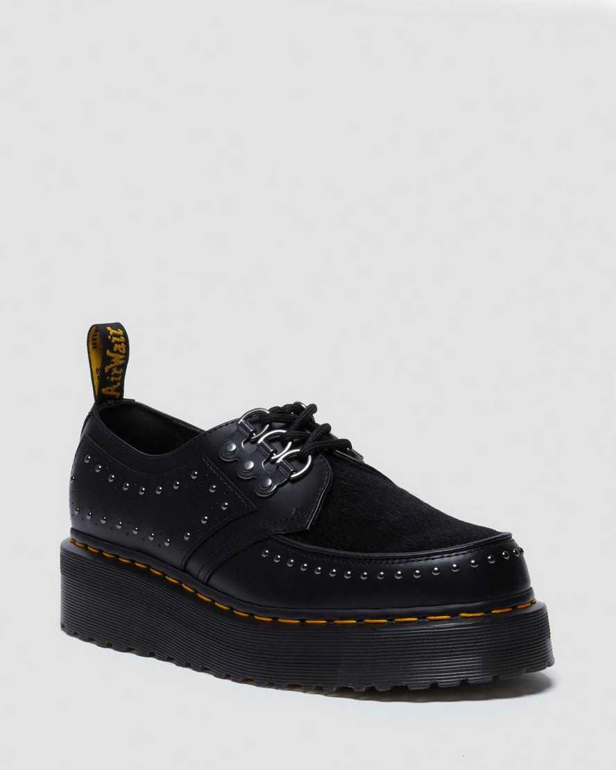 Dr. Martens Ramsey-Eye Leather Platform Creepers Shoes in Black