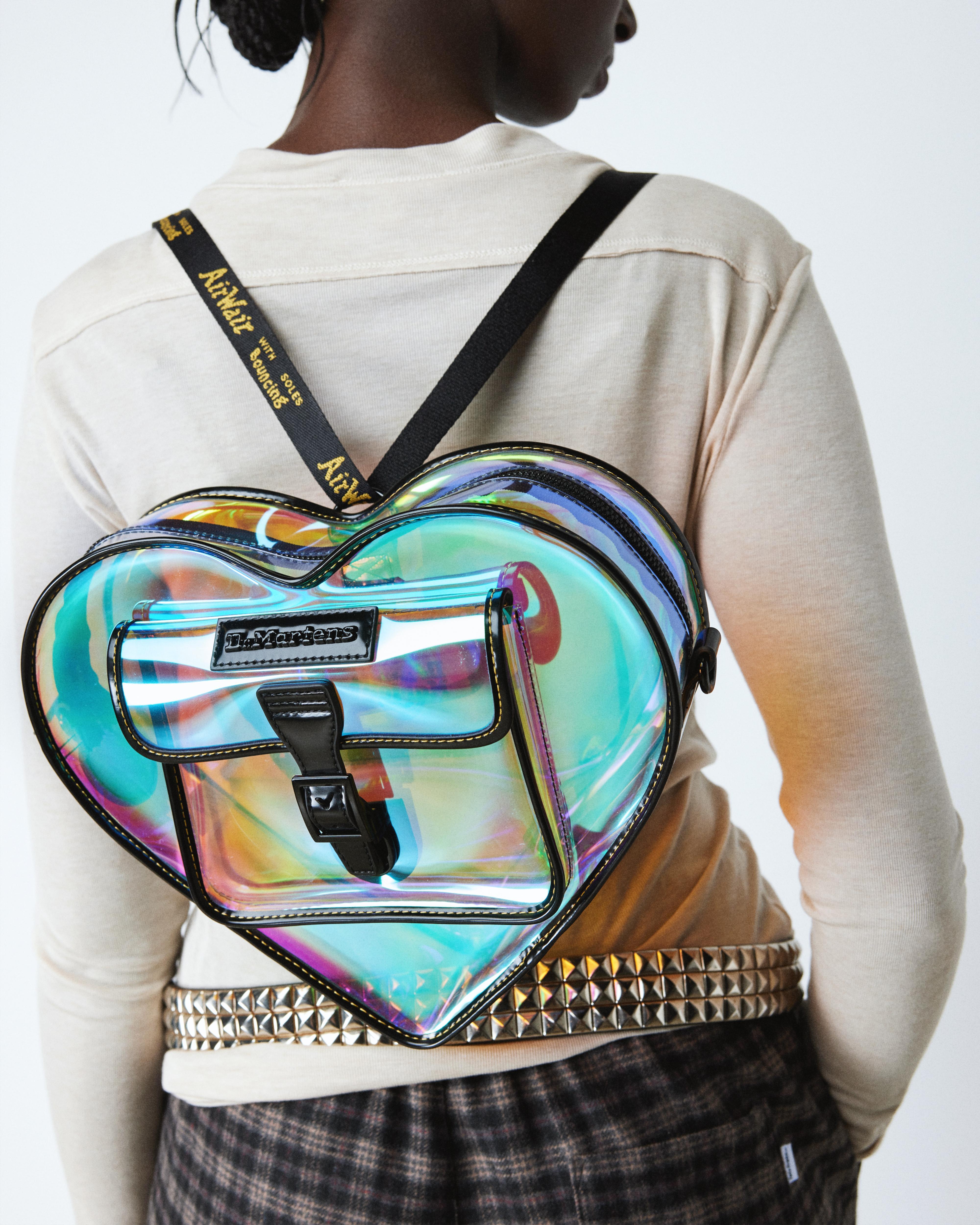 Dr. Martens Heart Shaped Iridescent Transparent Backpack in