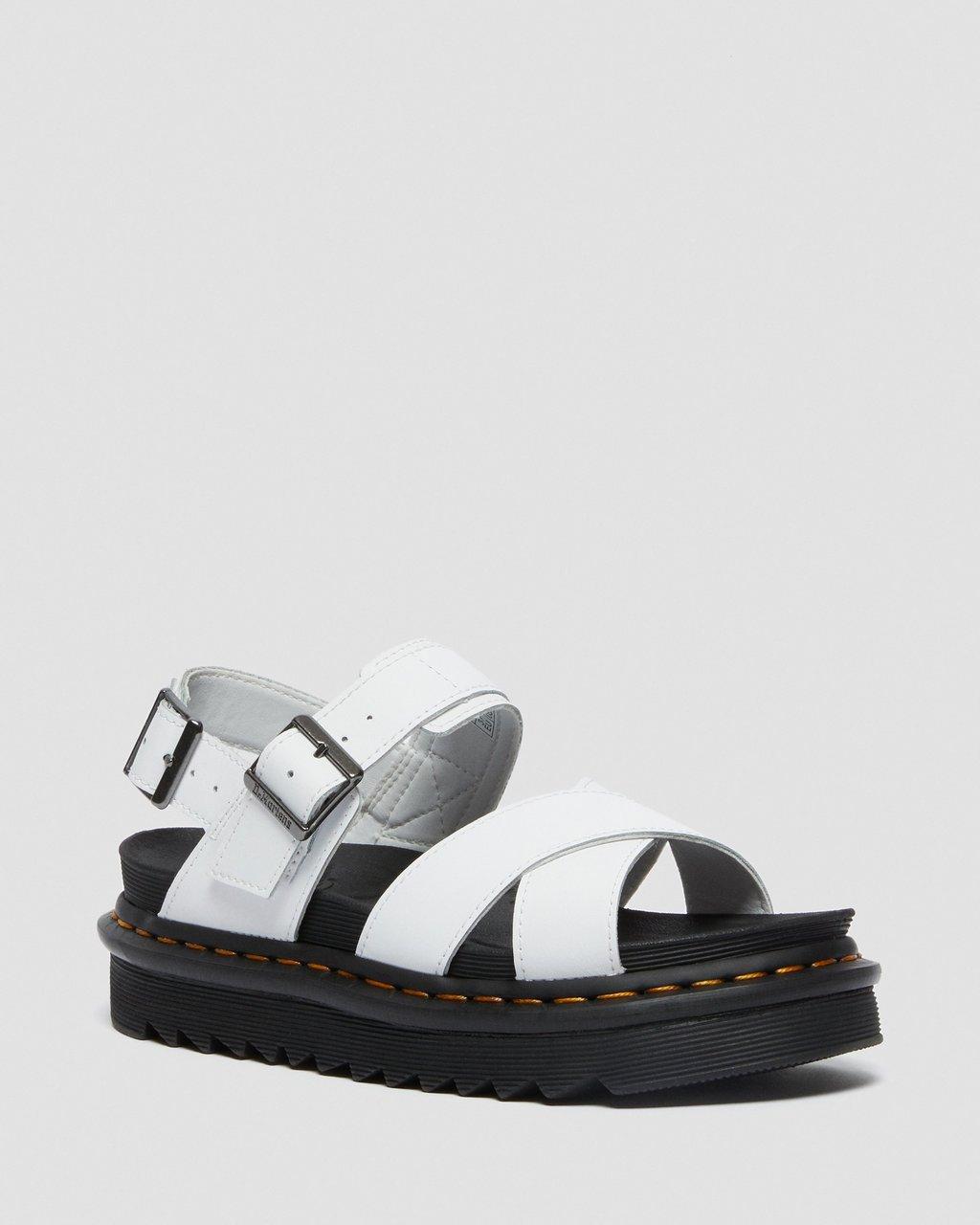 Dr. Voss Leather Strap Sandals in Black | Lyst