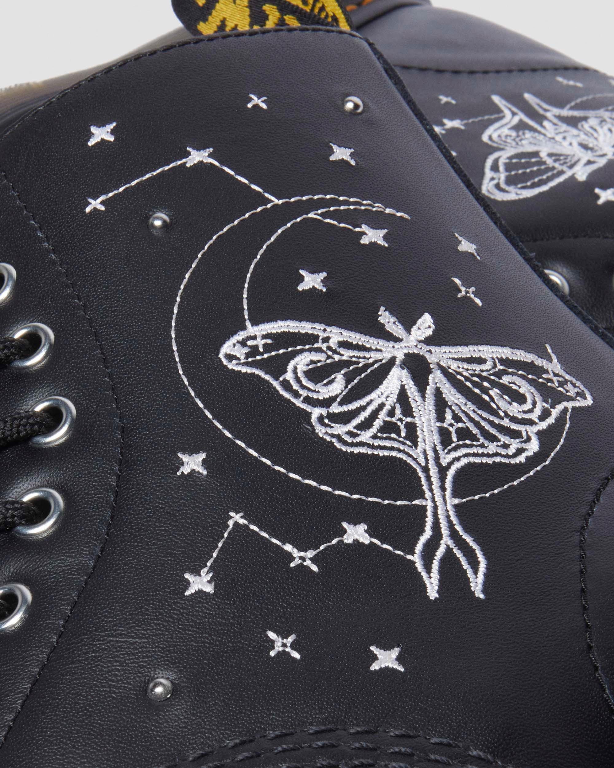 Dr. Martens 1460 Celestial Moth Embroidered Lace Up Boots in
