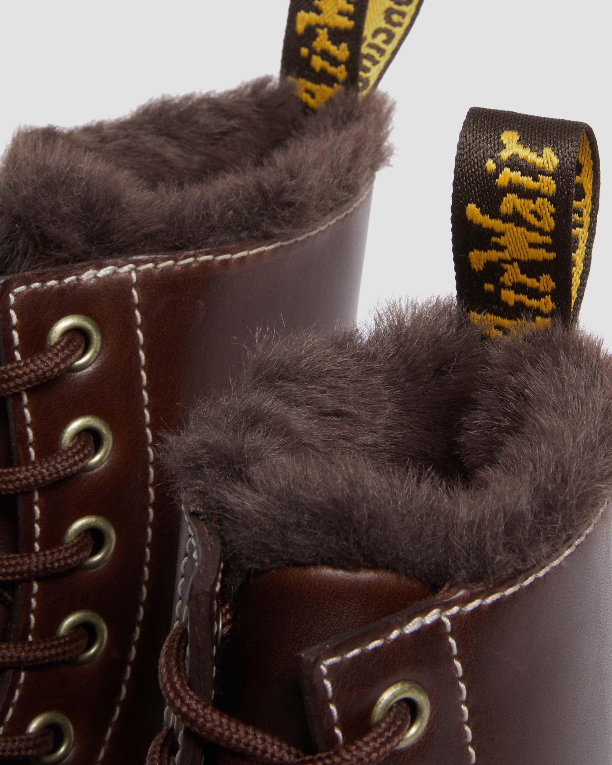 Dr. Martens 1460 Serena Faux Fur Lined Leather Lace Up Boots in Brown Lyst UK