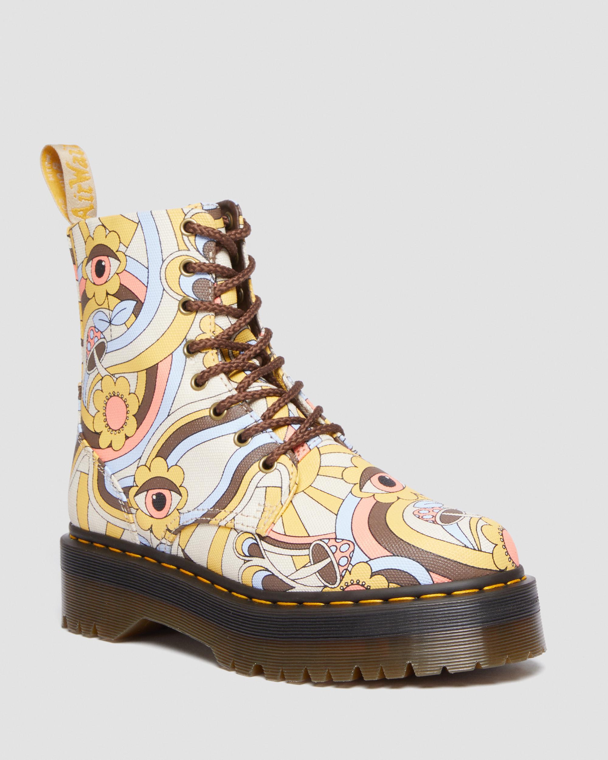 Dr. Martens Vegan Jadon Boot Retro Canvas Platforms in Natural | Lyst