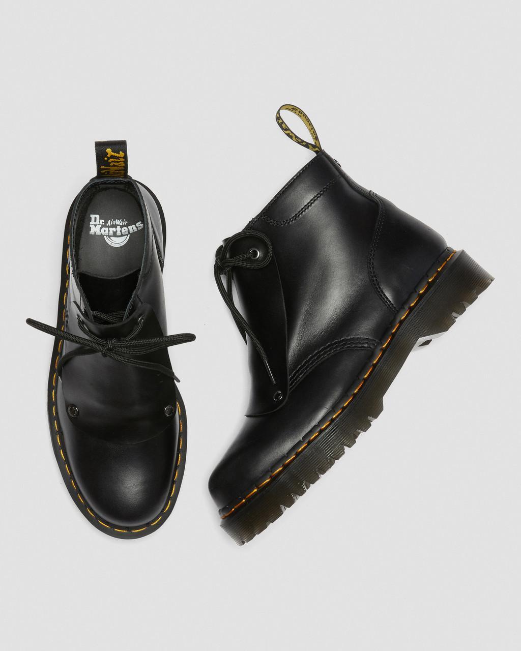Dr. Martens 101 Bex Lace Cover Leather Ankle Boots in Black