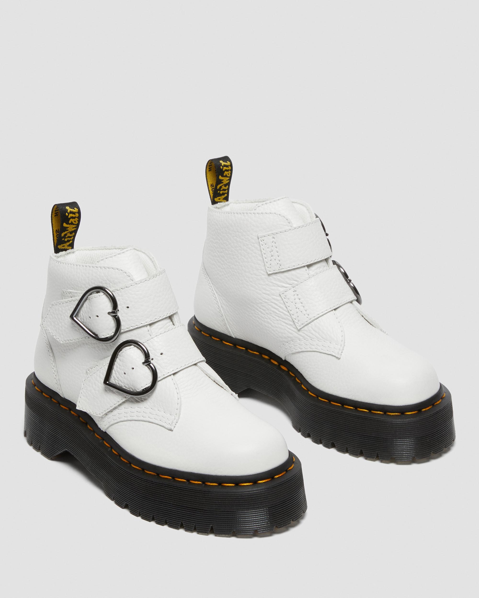 Dr. Martens Devon Heart Leather Platform Boots in White | Lyst