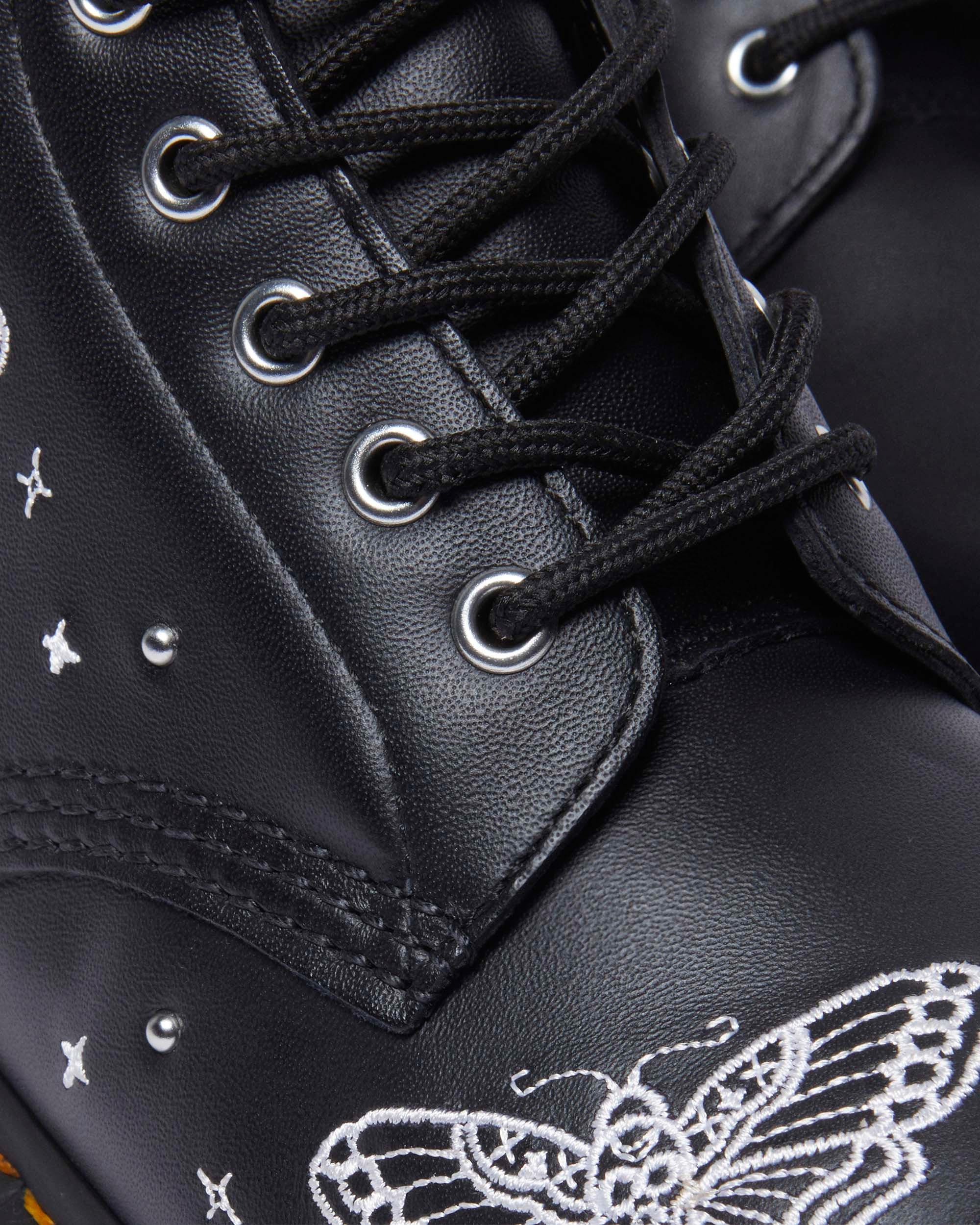 Dr. Martens 1460 Celestial Moth Embroidered Lace Up Boots in